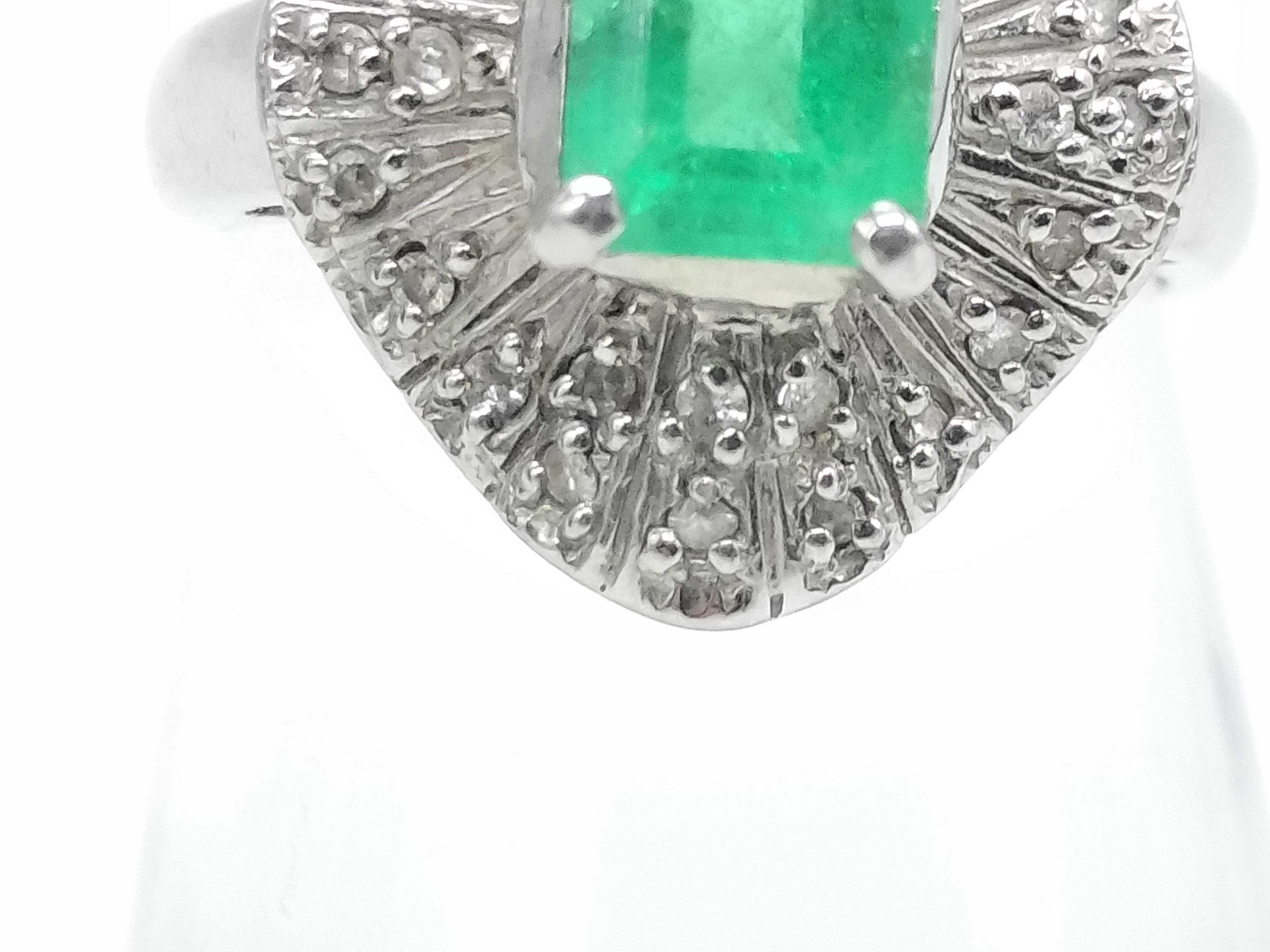 Platinum, Emerald and Diamond Ballerina Cocktail Ring