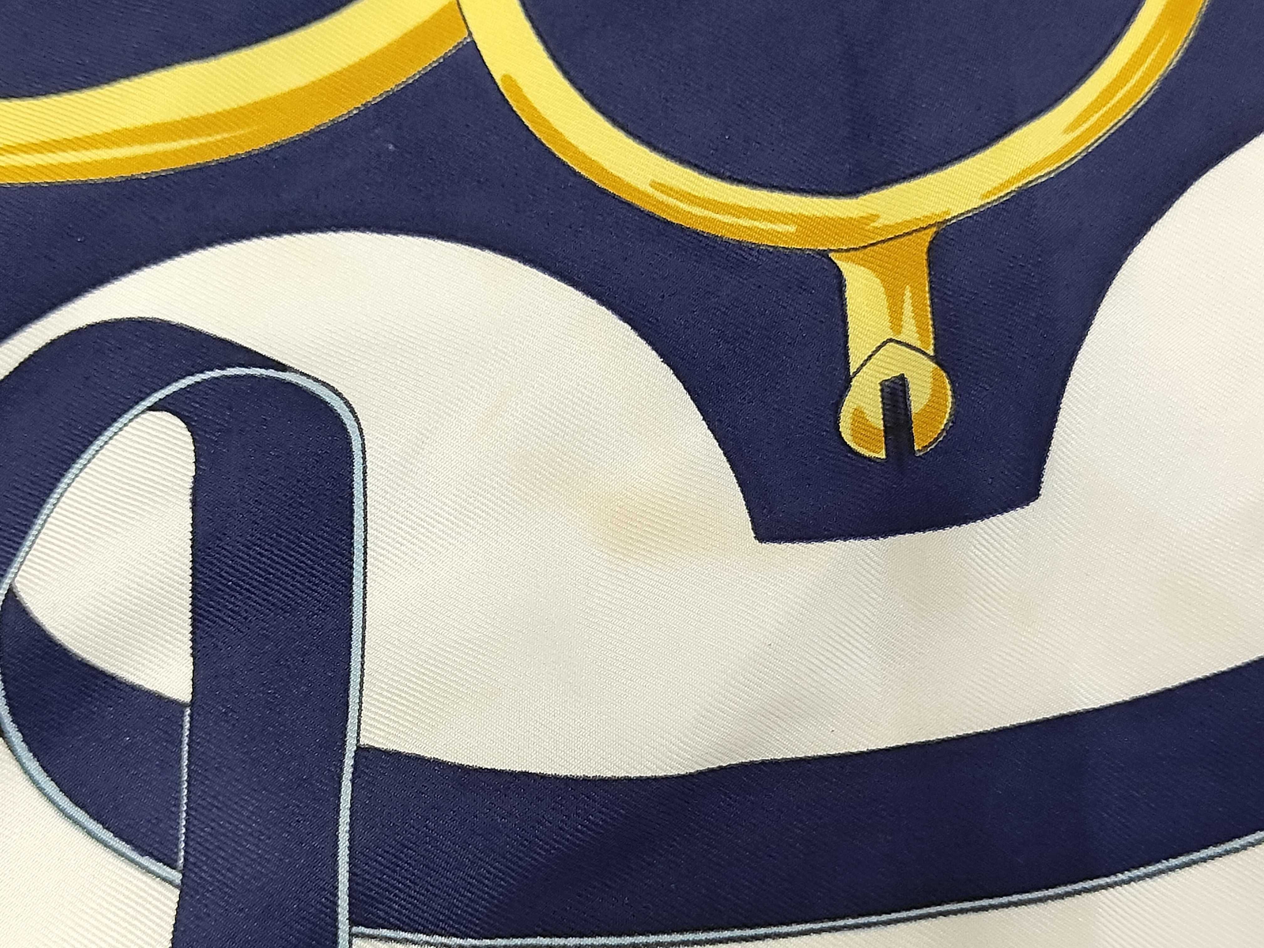 Hermes Eperon d'Or 90cm Silk Twill Scarf in Navy, Red, and Gold