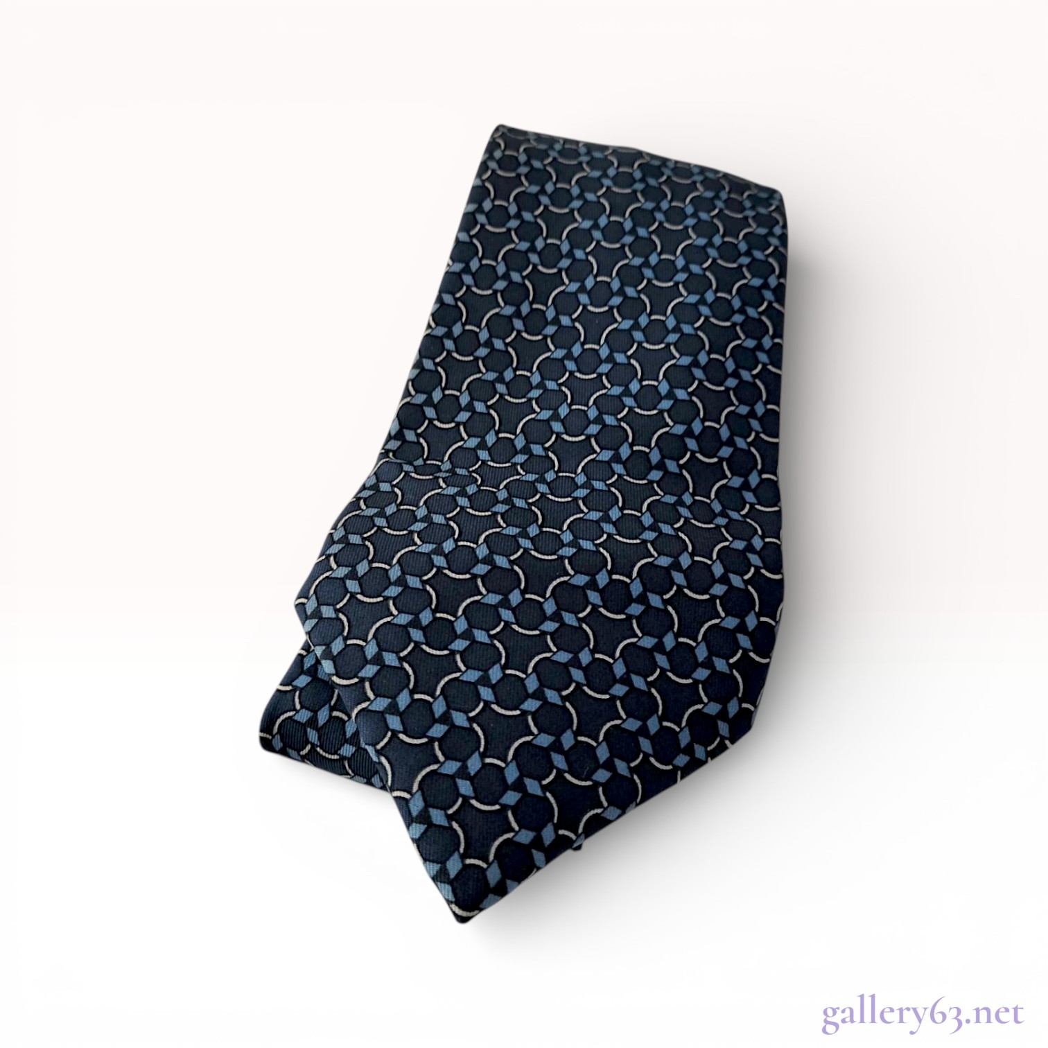 Hermes Paris Men's Silk Necktie, Geometric Motif