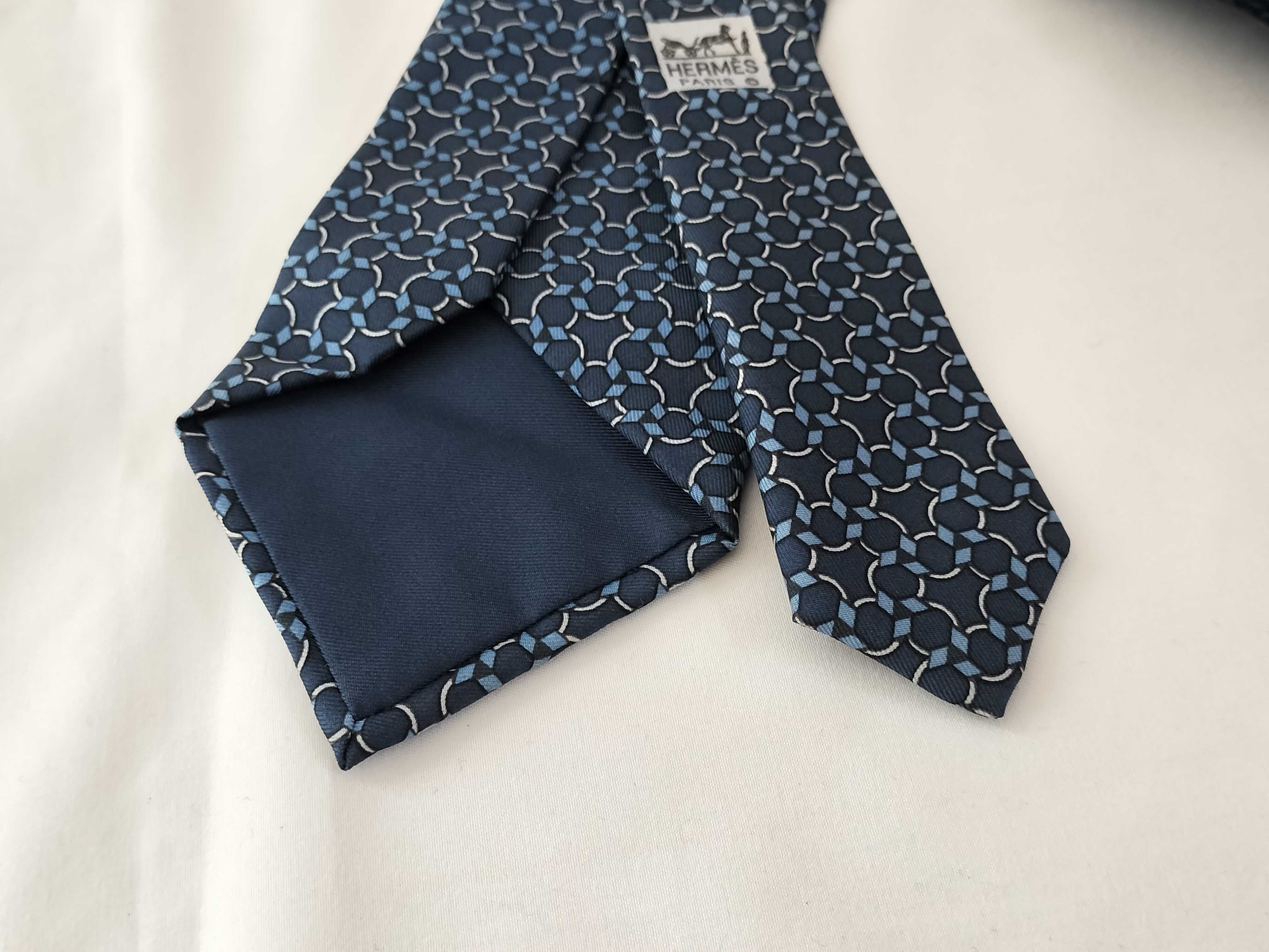 Hermes Paris Men's Silk Necktie, Geometric Motif