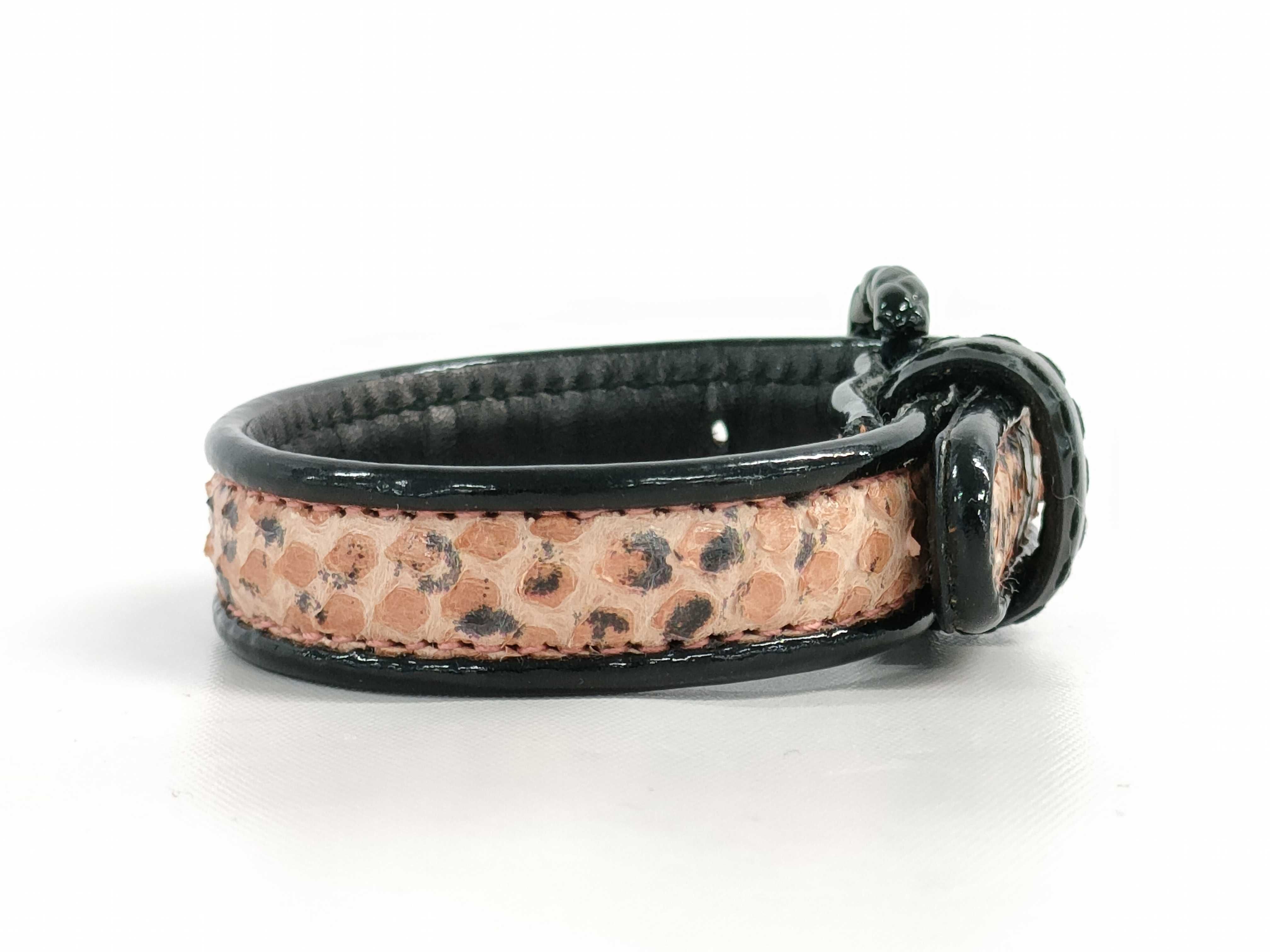Bottega Veneta Black Leather and Snakeskin Buckle Bracelet