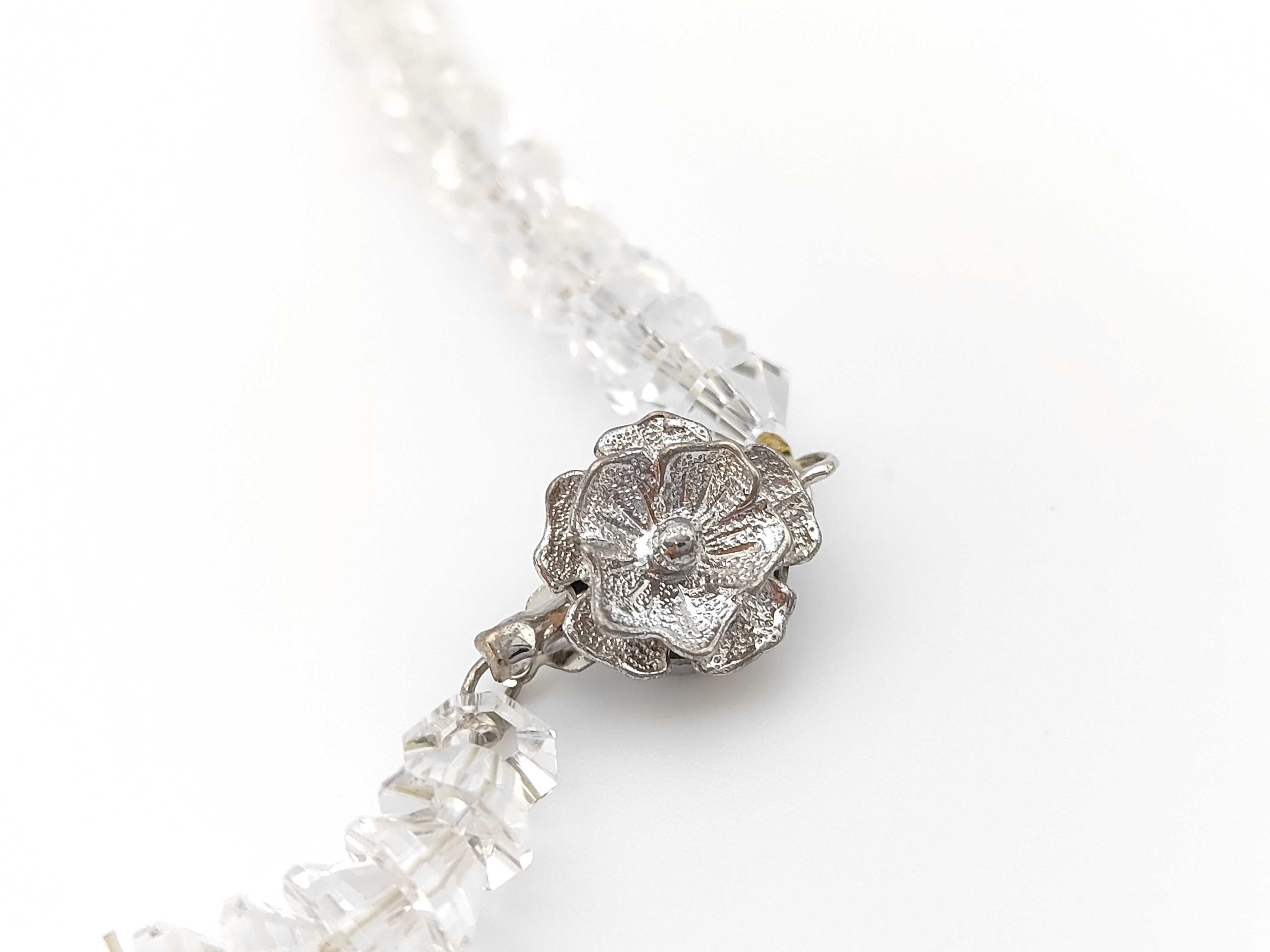 Graduated Faceted Quartz Beaded Necklace with Silver Clasp
