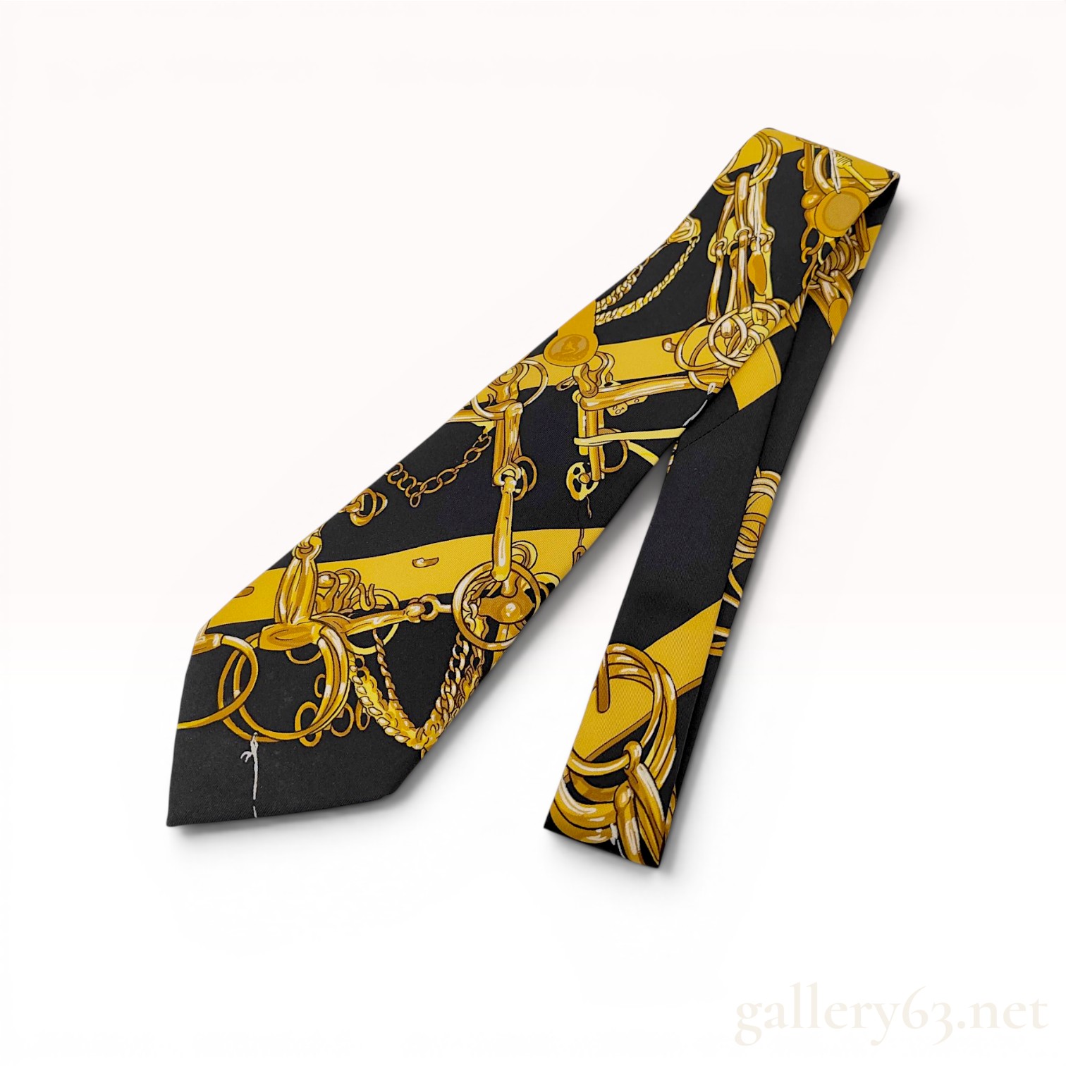 Hermes Mors et Filets Pattern Silk Necktie