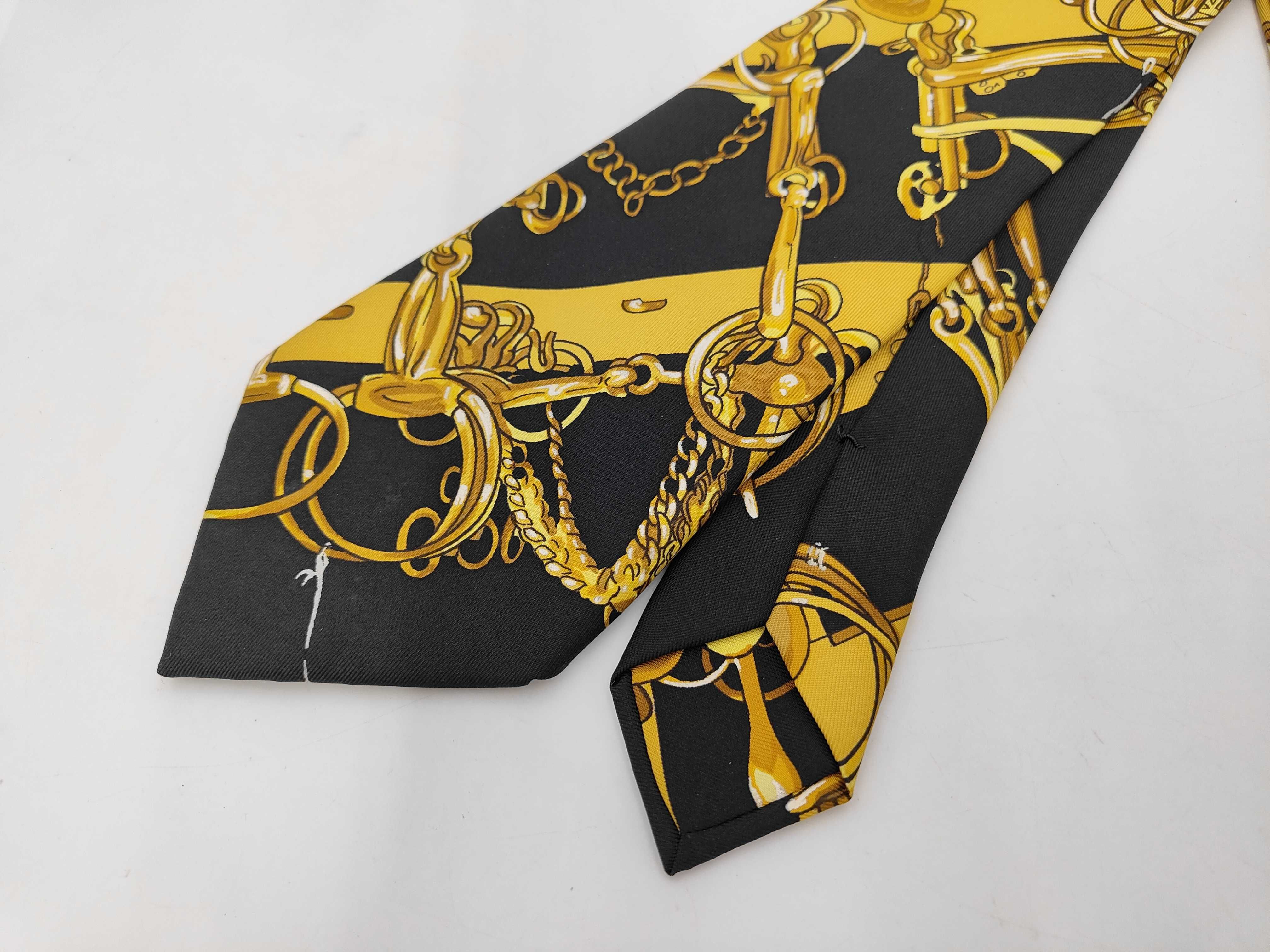 Hermes Mors et Filets Pattern Silk Necktie