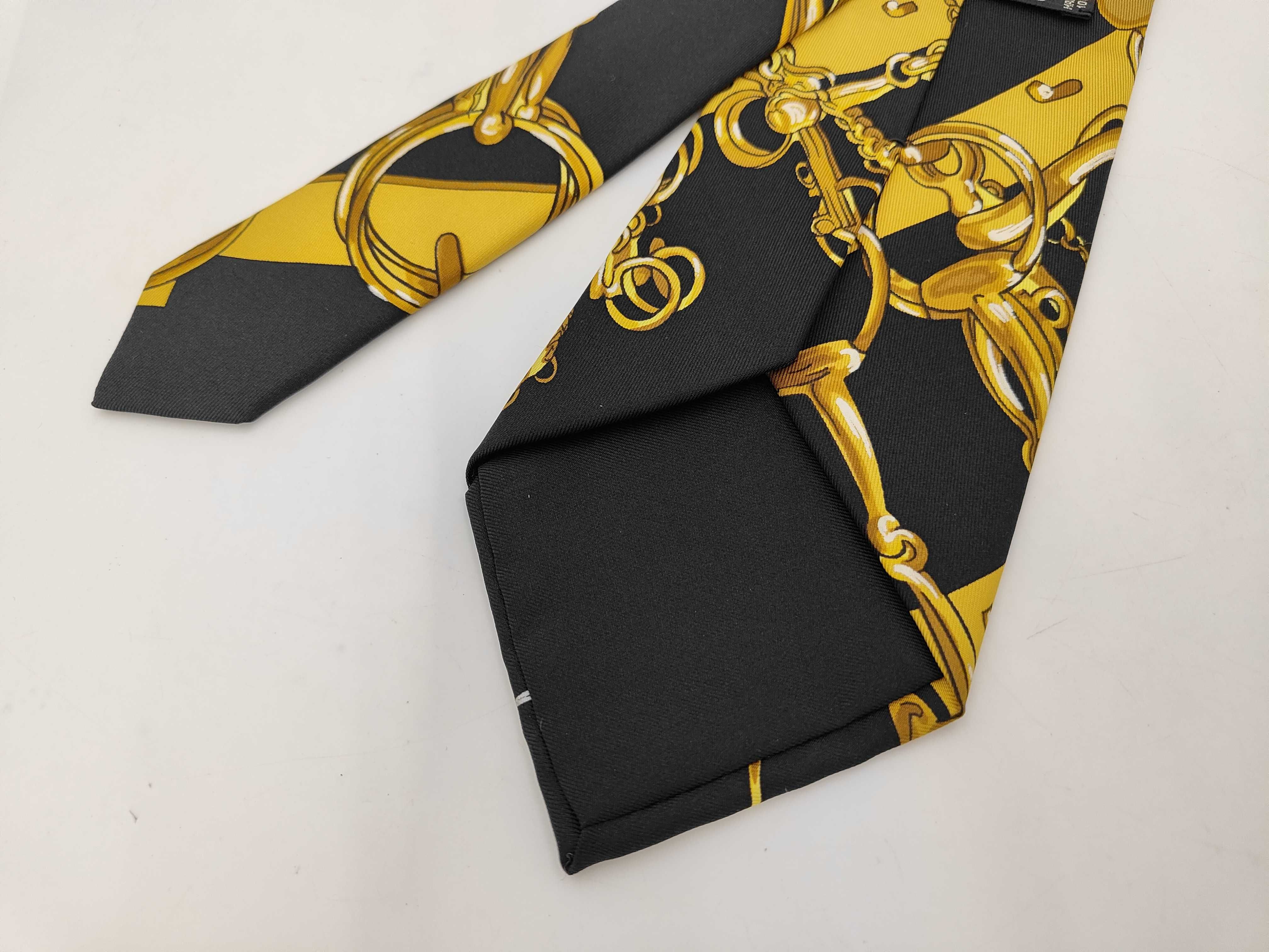 Hermes Mors et Filets Pattern Silk Necktie