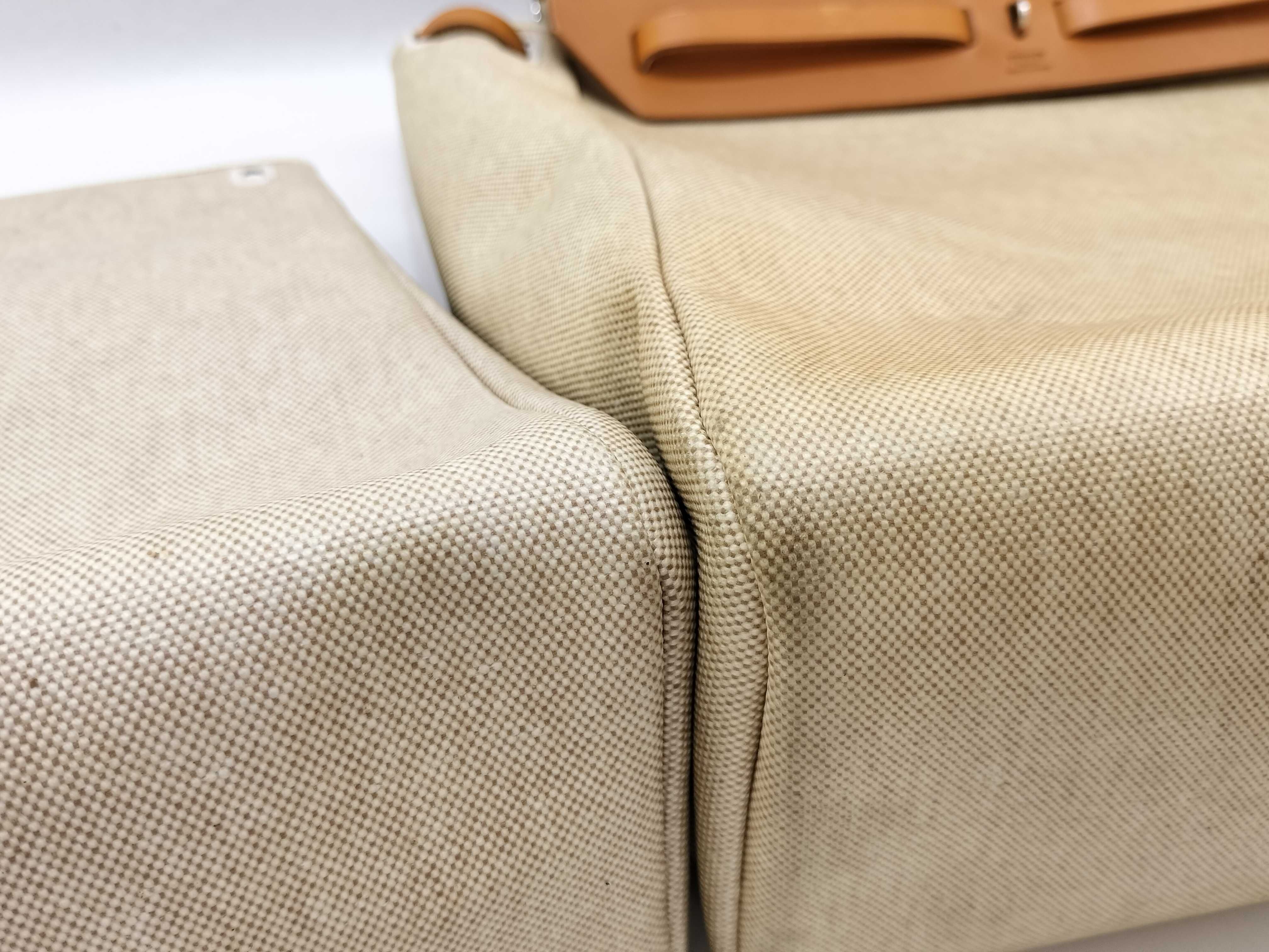Hermes Natural Toile and Tan Leather Herbag A Dos 2-in-1 Backpack