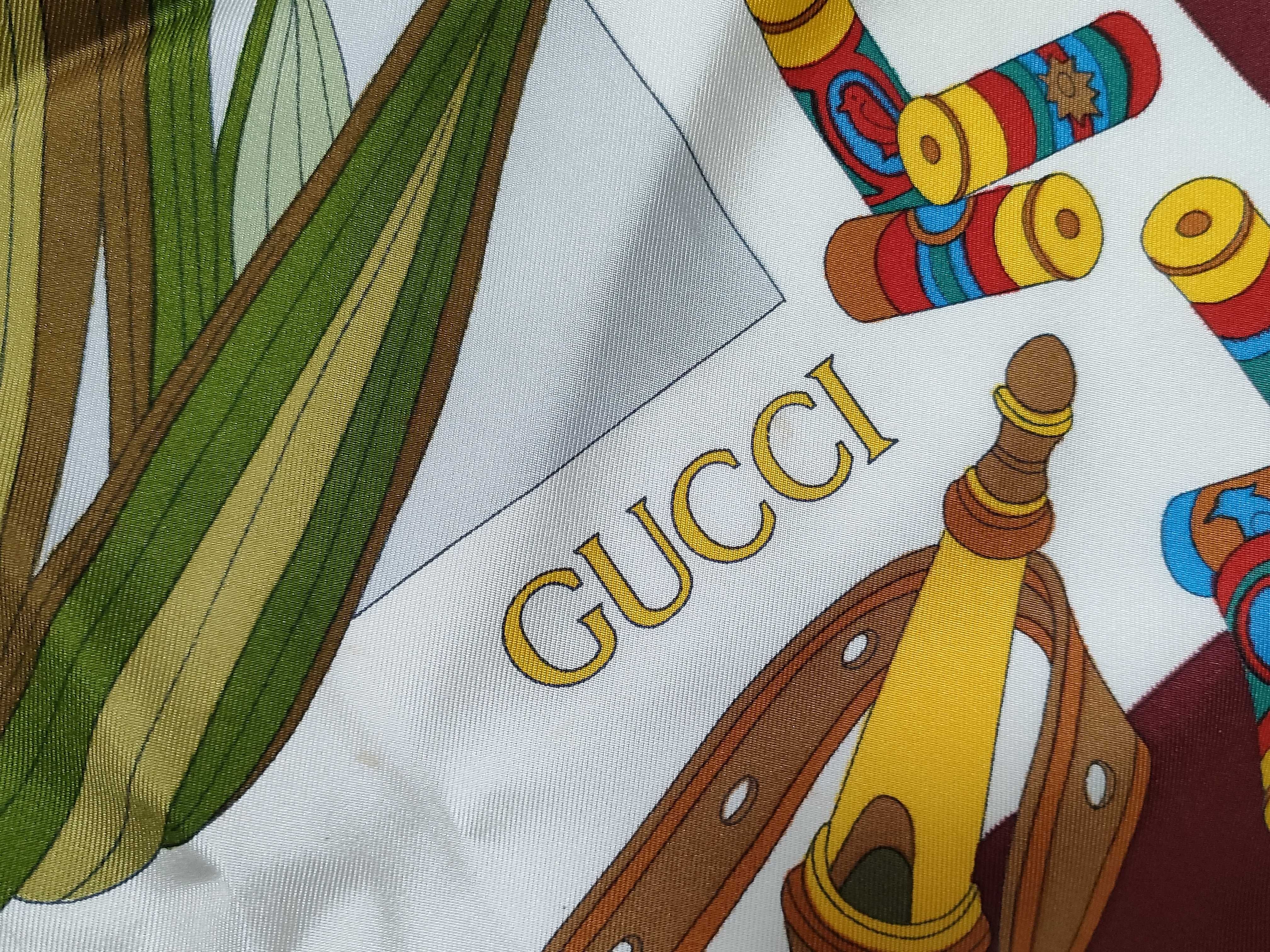 Vintage Gucci Silk Scarf with Waterfowl Hunting Motif