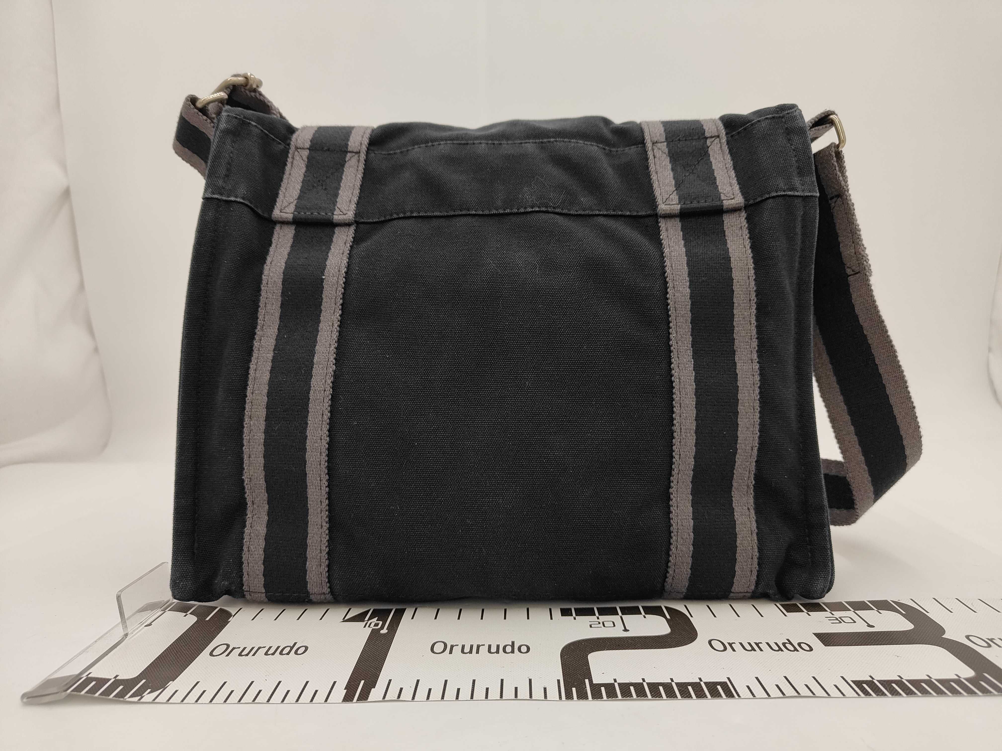 Hermes Herline Black Canvas Messenger Bag