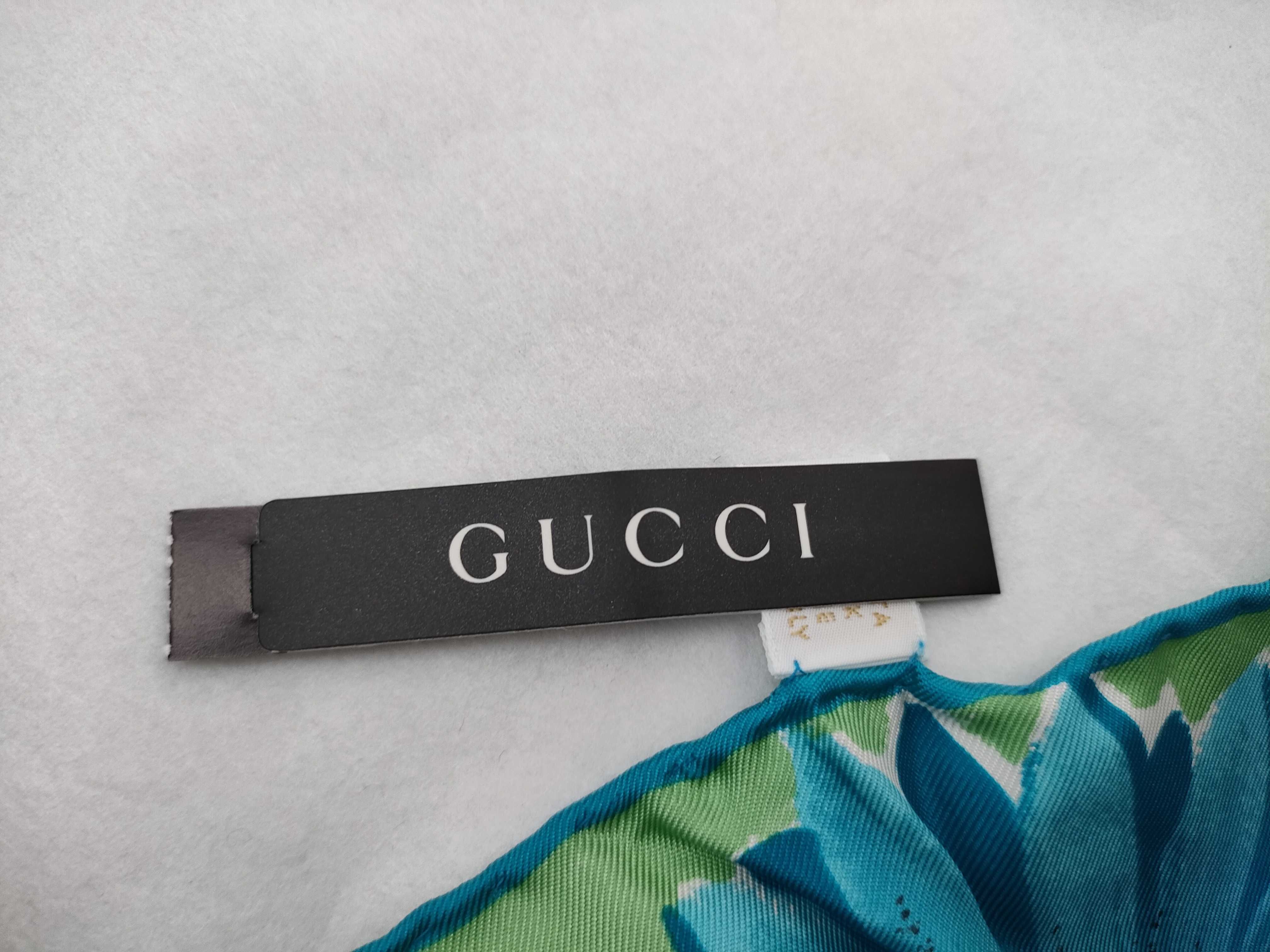Gucci Silk Floral Grid Pattern Square Scarf