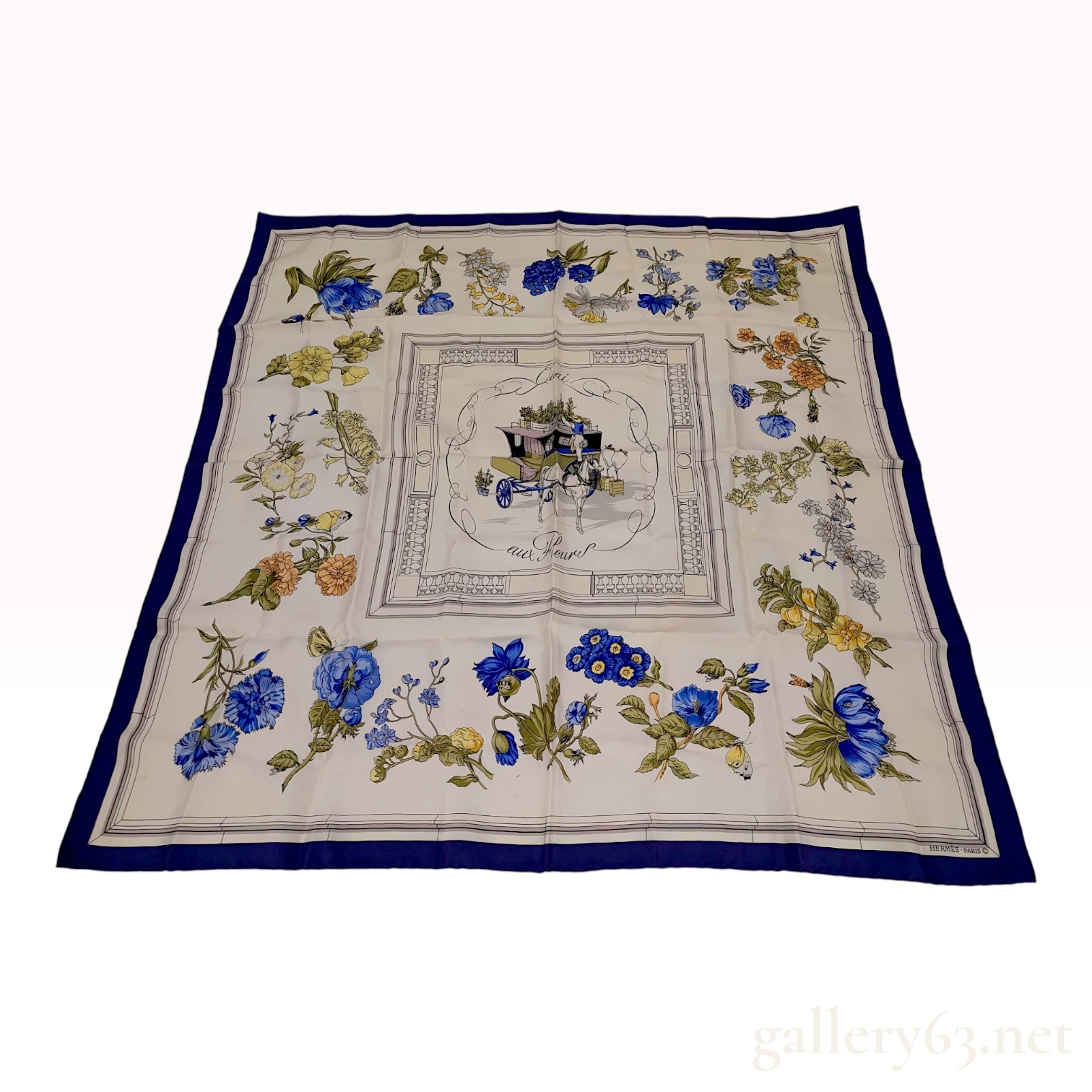 Hermes Quai aux Fleurs Silk Twill Carre 90 Scarf