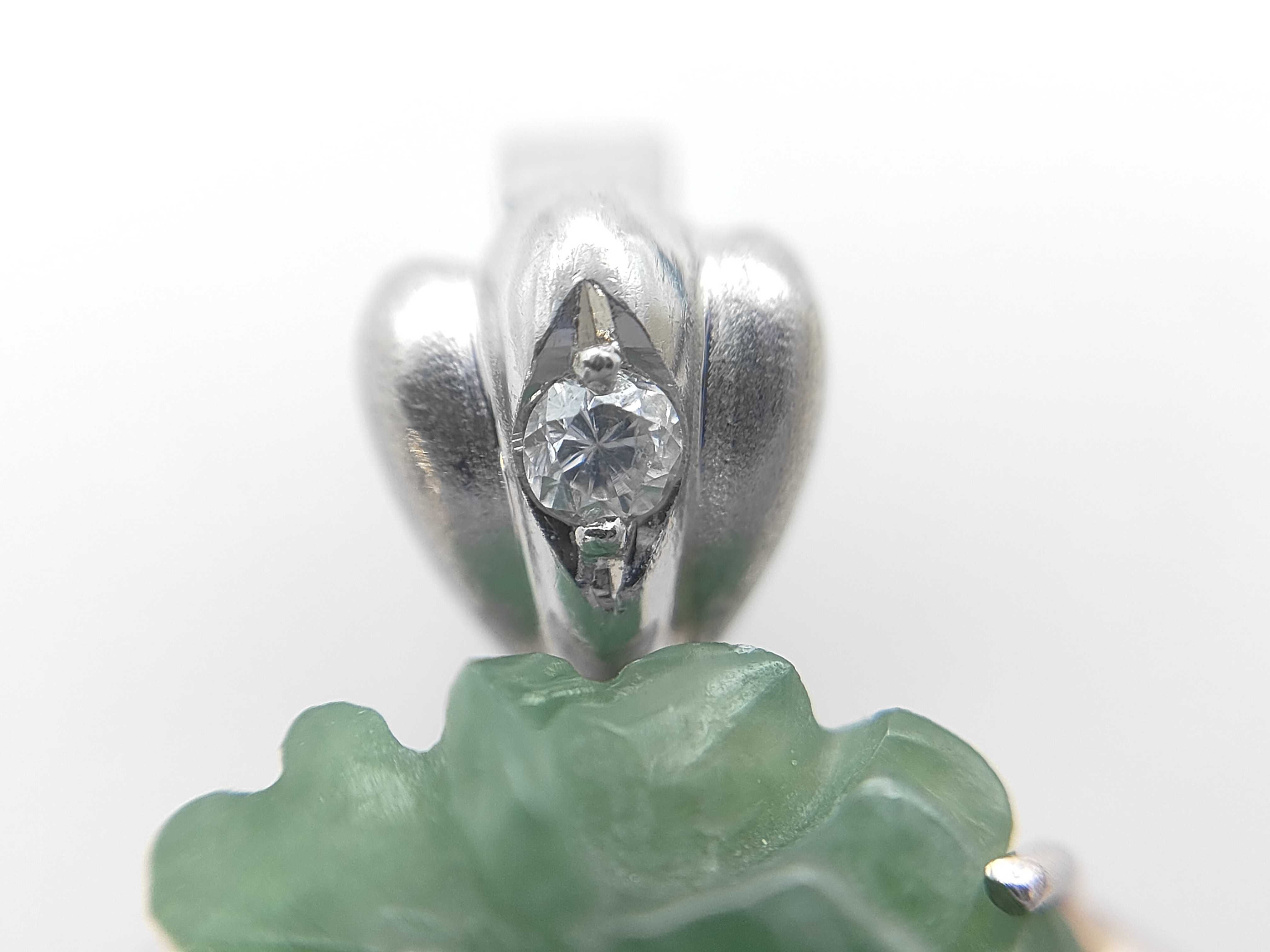 Carved Jadeite and Diamond PT900 Platinum 8.8g Pendant Top