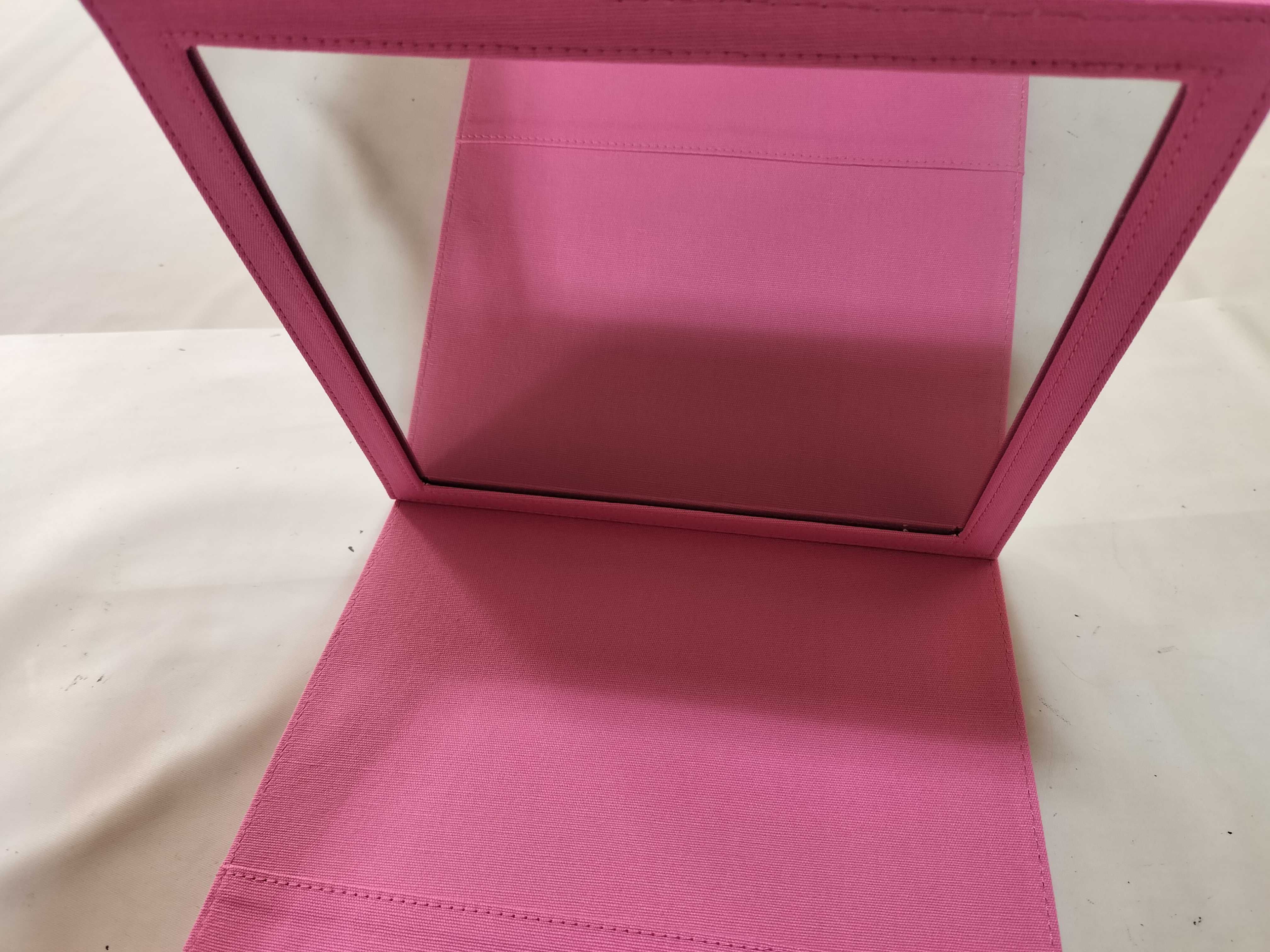 Coach Pink Canvas Folding Travel Vanity Mirror