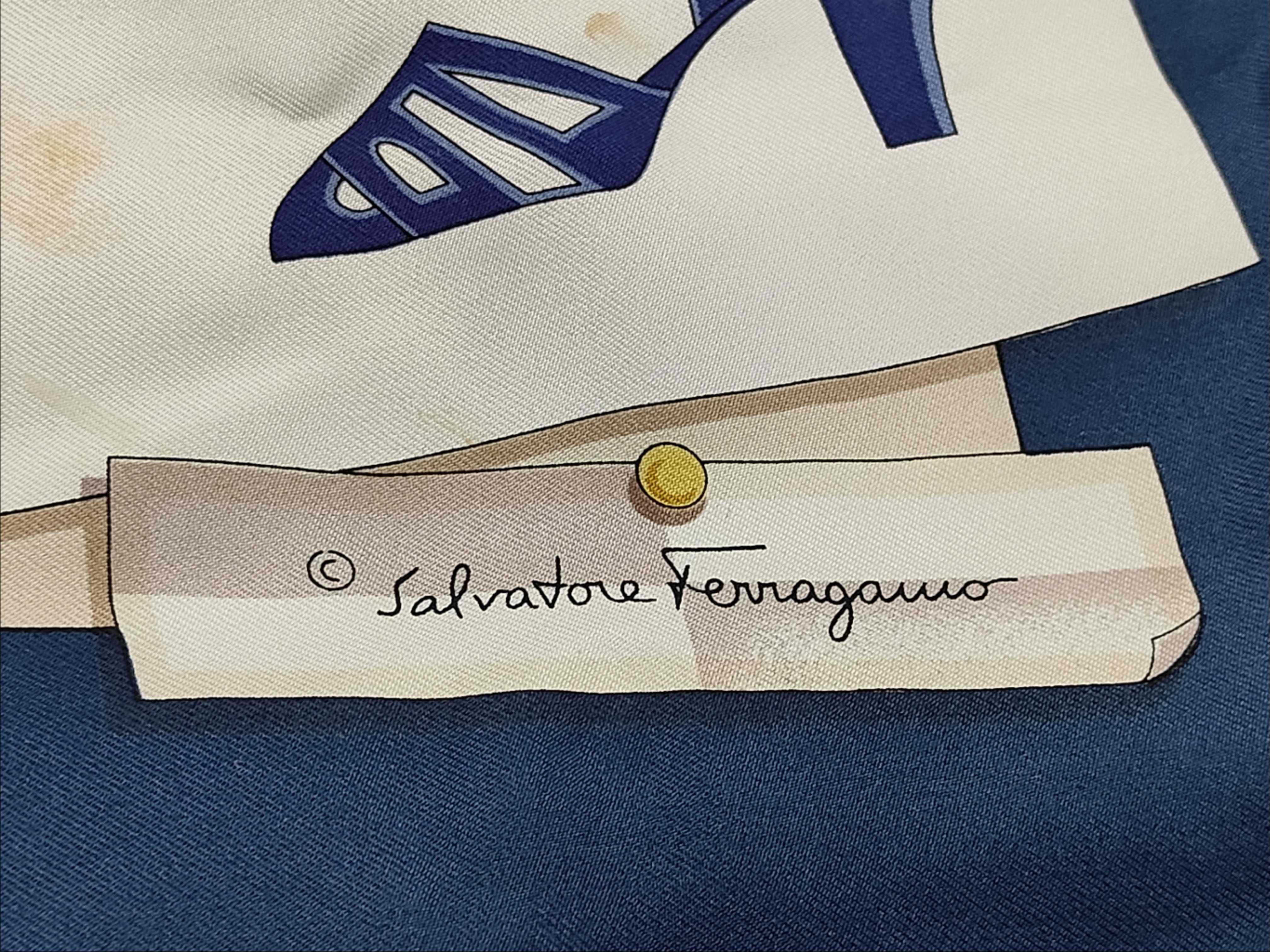 Salvatore Ferragamo Silk Scarf with Archival Shoe Design Motif