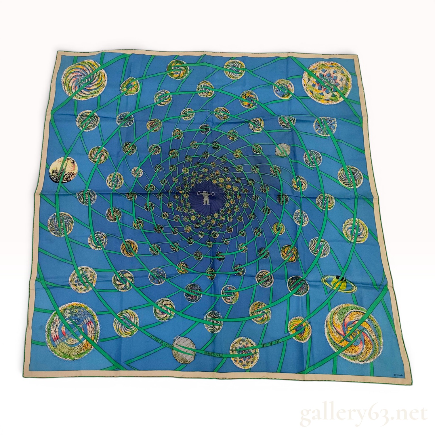 Hermes Les Feux de l'Espace 90cm Silk Carre Scarf