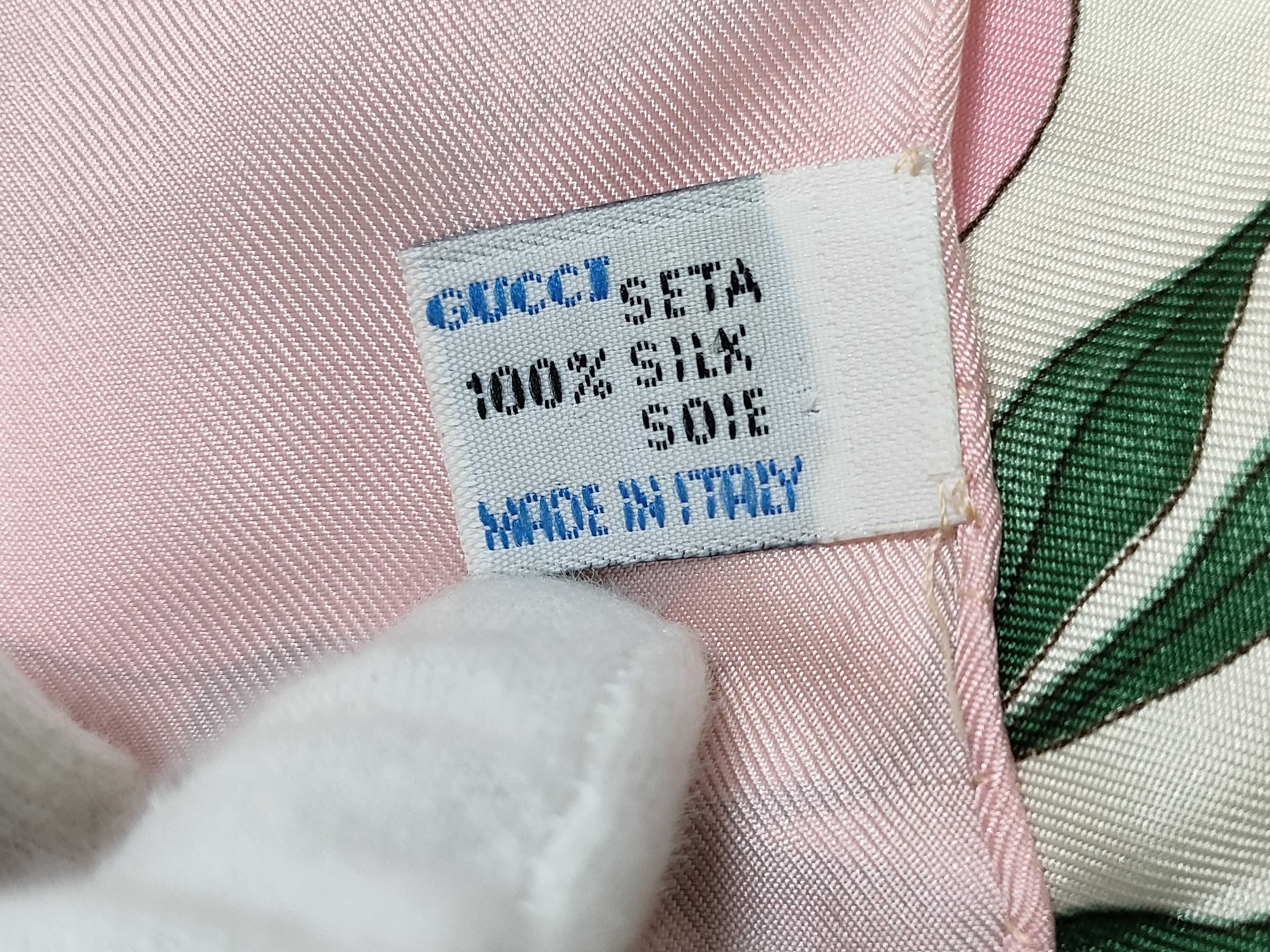 Gucci Pink Border Flora Silk Scarf Designed by Vittorio Accornero