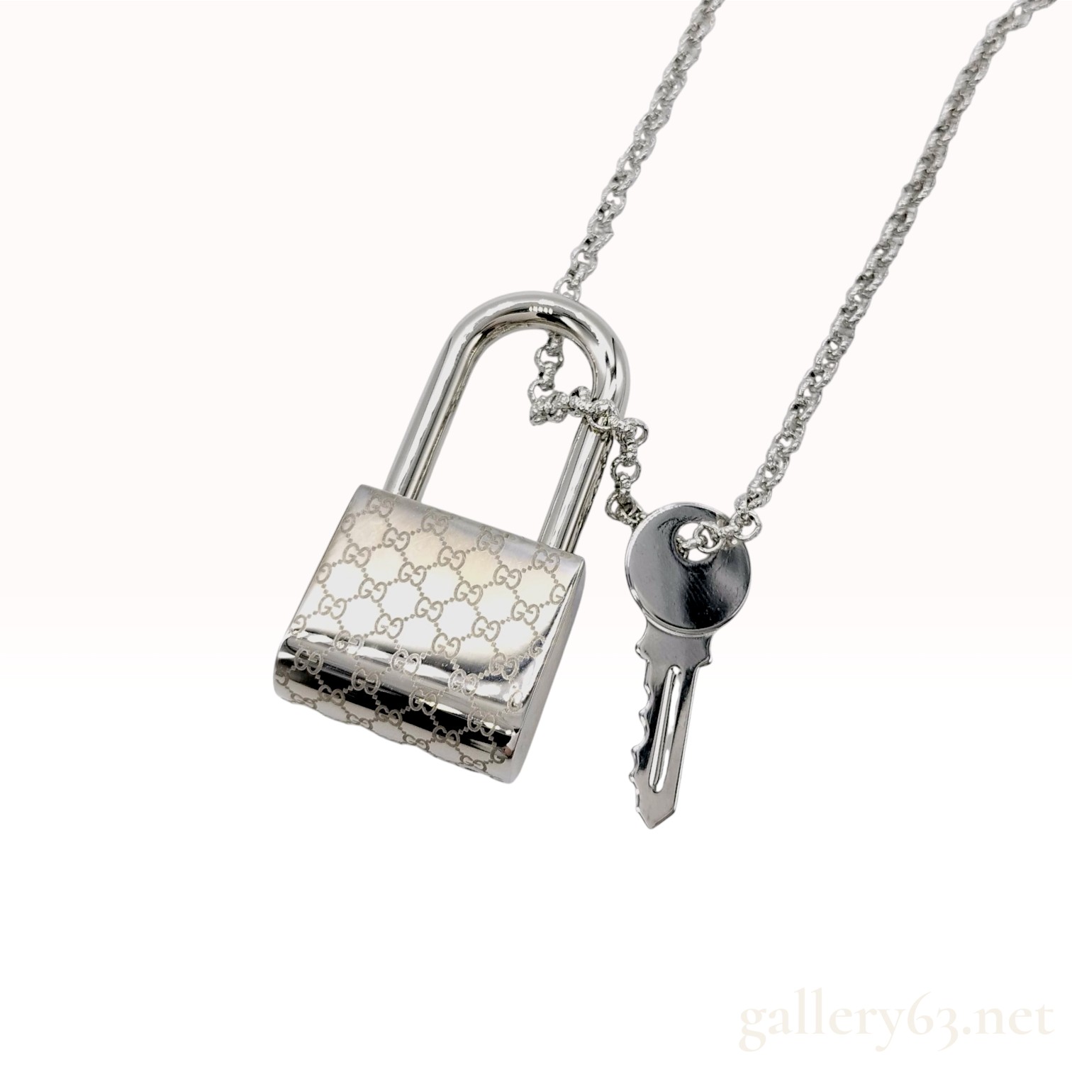 Gucci Padlock and Key Pendant Necklace Sterling Silver