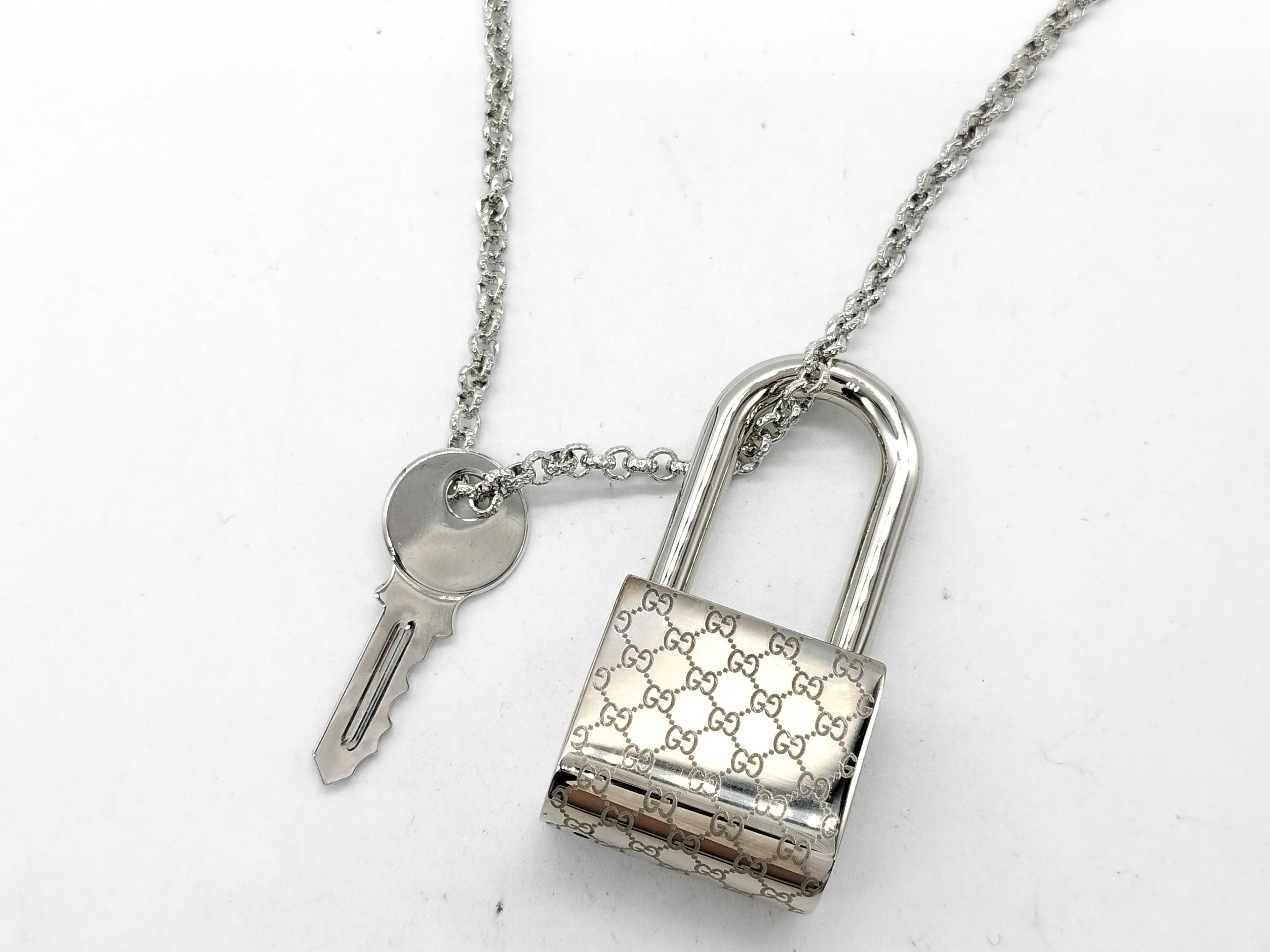 Gucci Padlock and Key Pendant Necklace Sterling Silver