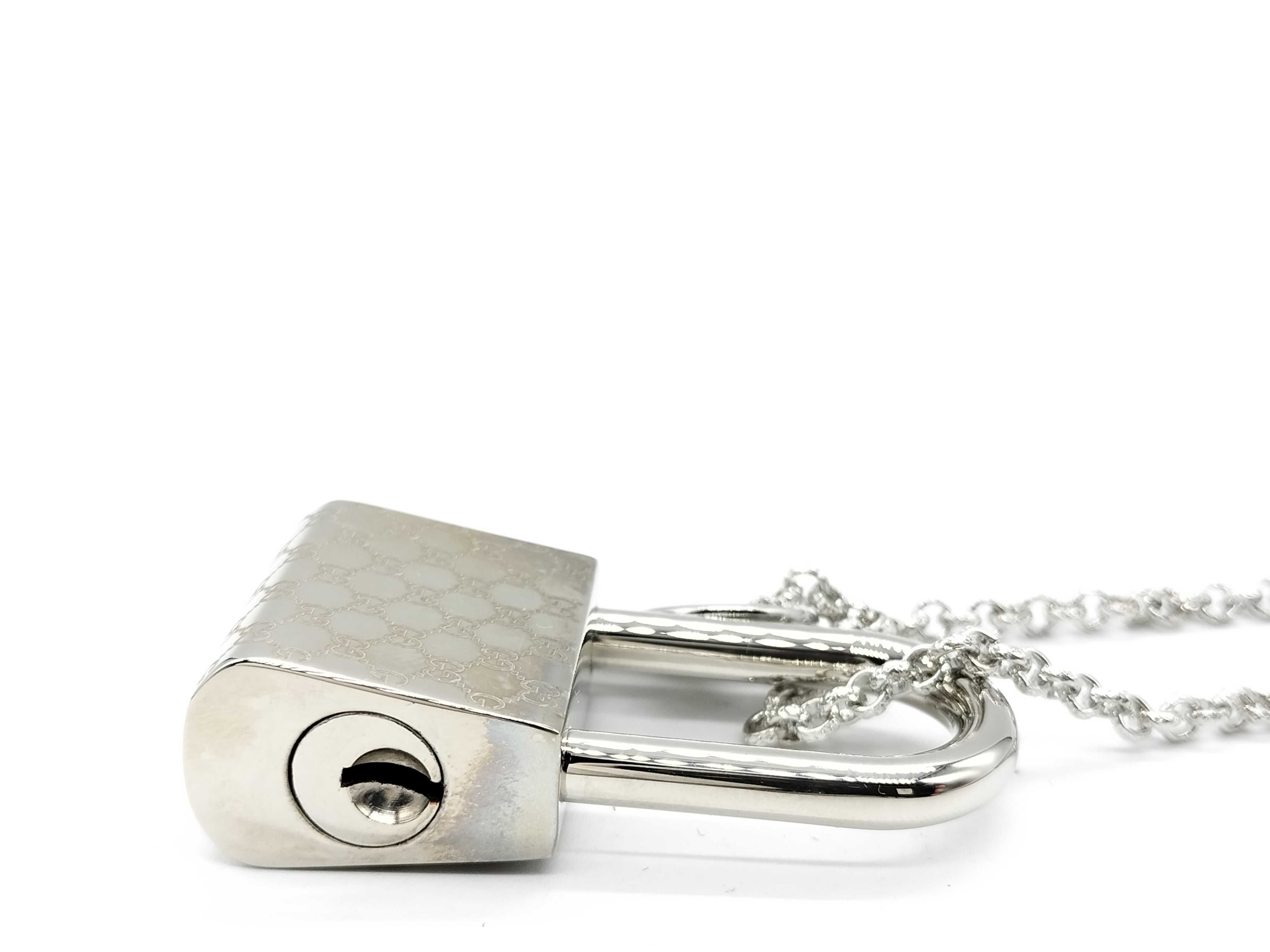 Gucci Padlock and Key Pendant Necklace Sterling Silver