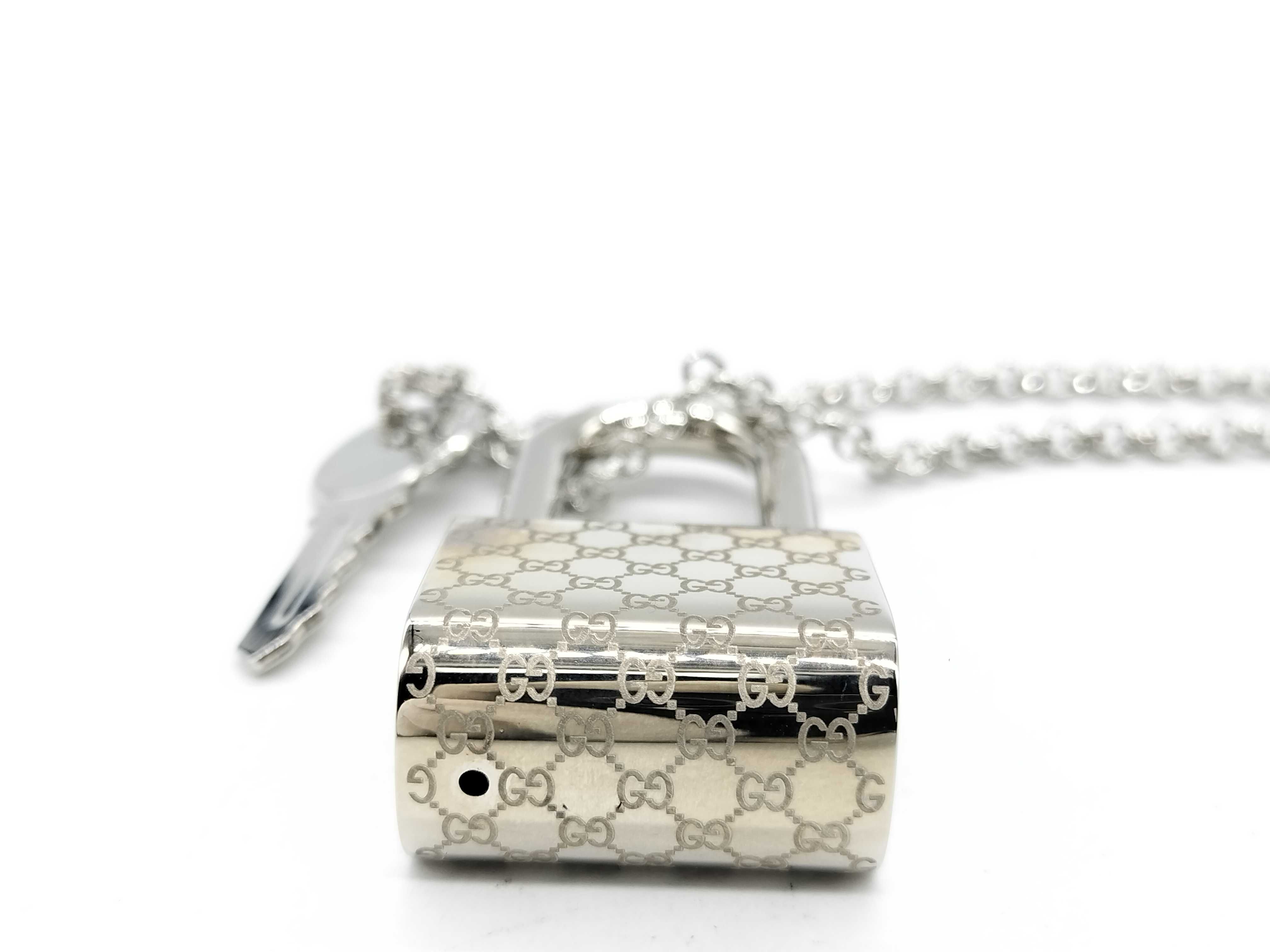 Gucci Padlock and Key Pendant Necklace Sterling Silver