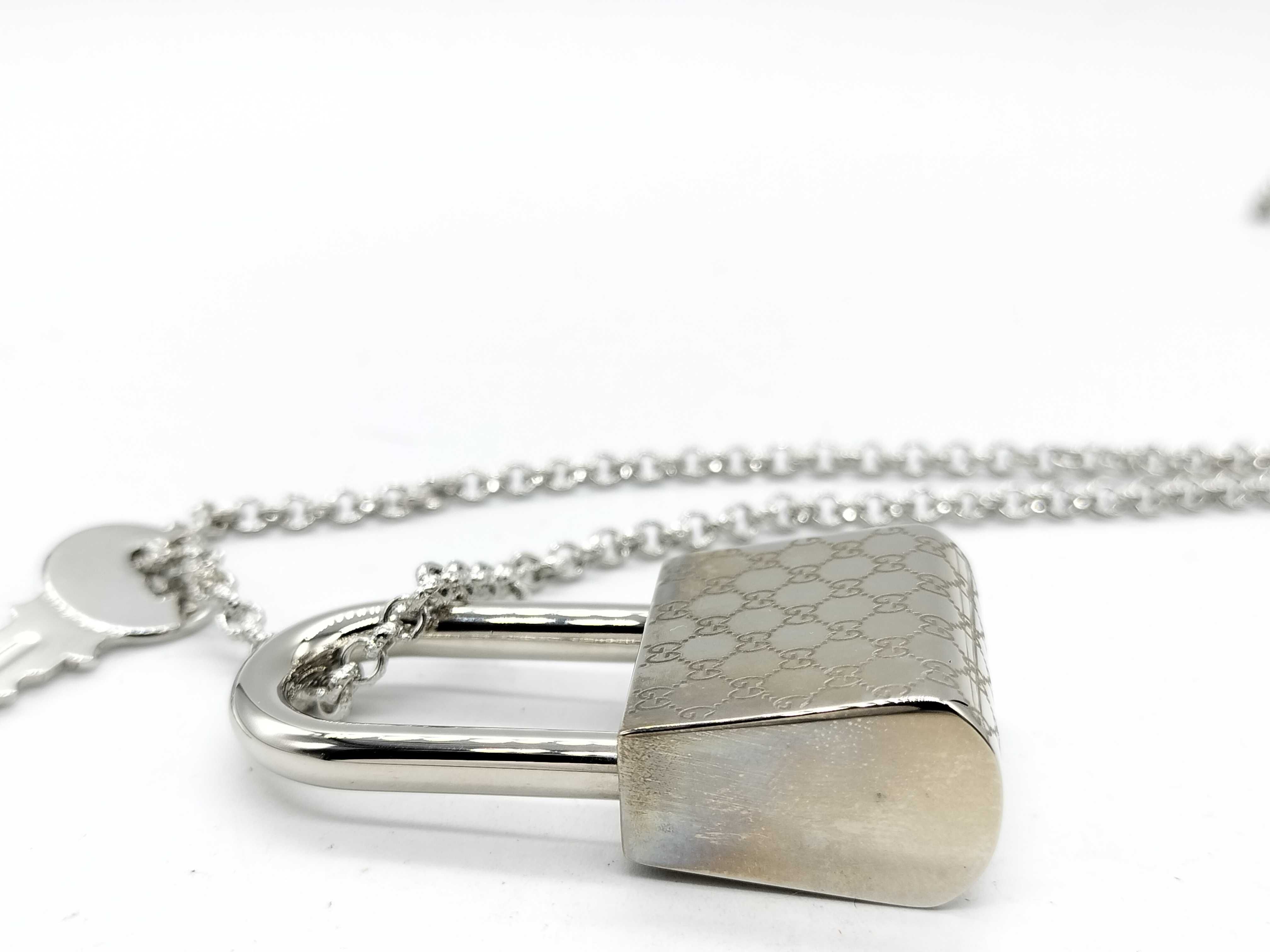Gucci Padlock and Key Pendant Necklace Sterling Silver