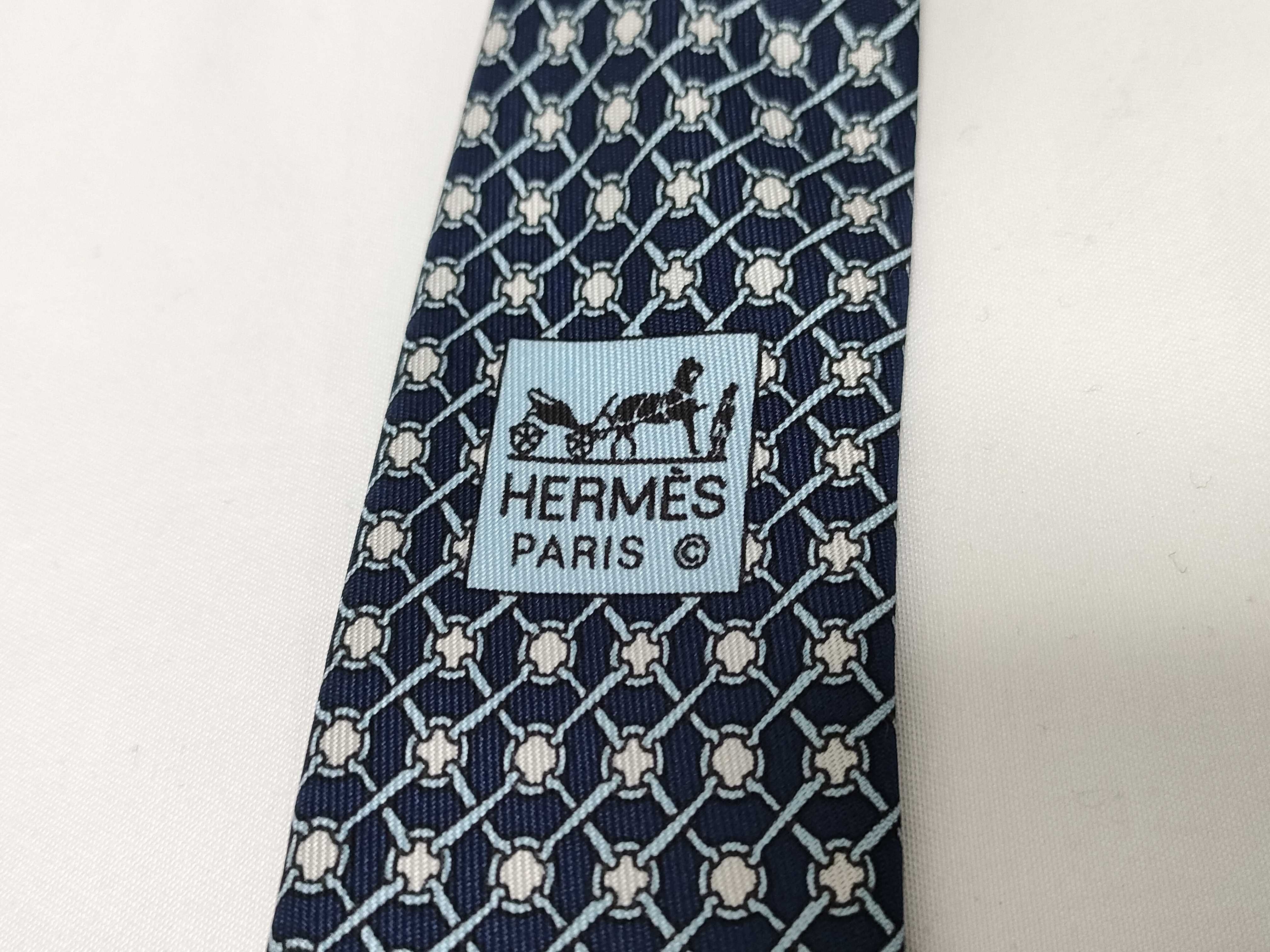 Hermes Silk Geometric Lattice Necktie