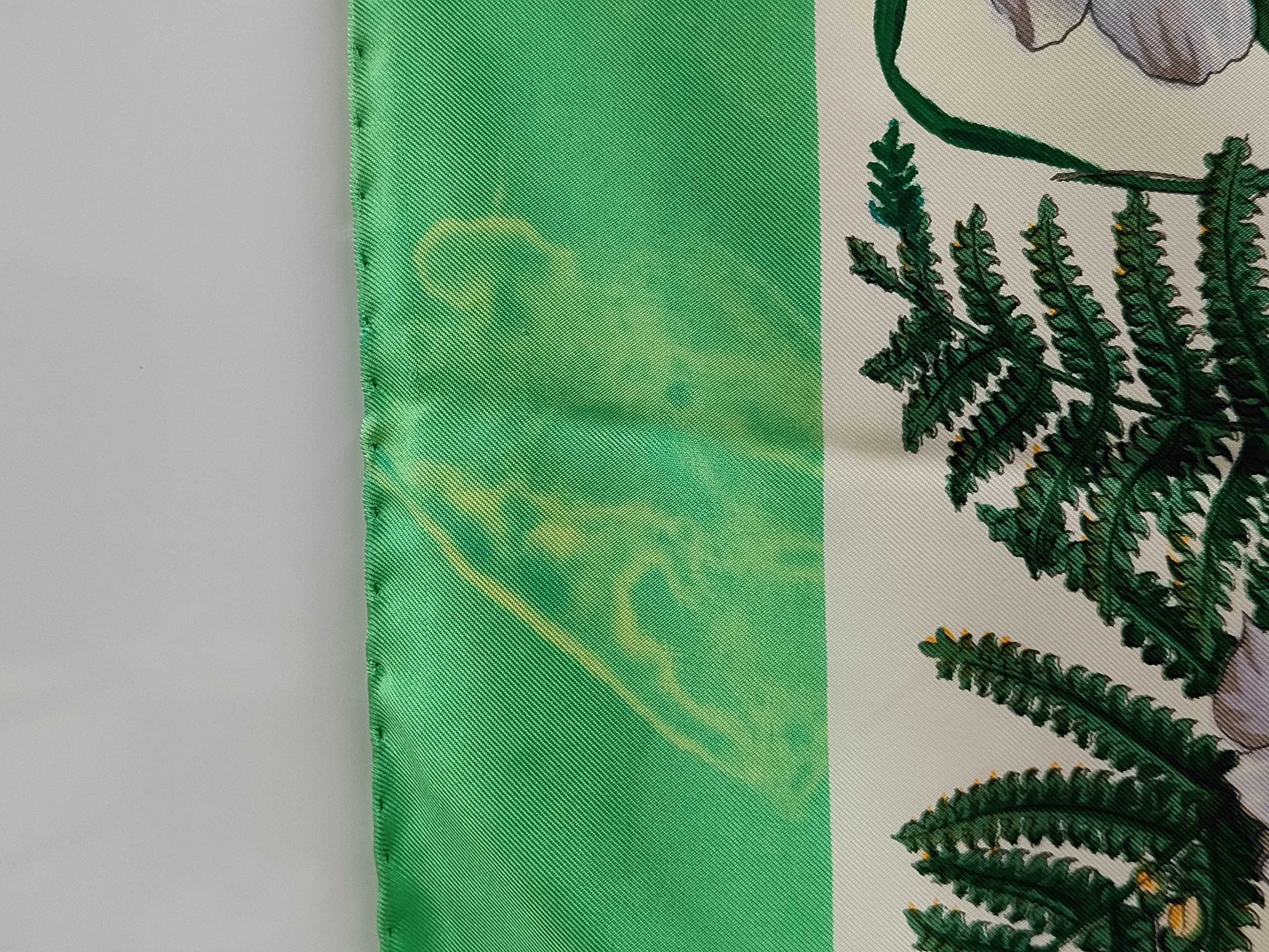 Christian Dior Vintage Floral Silk Scarf with Green Border
