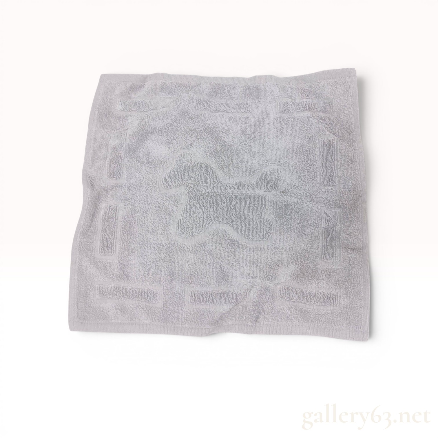 Hermes Rocking Horse Motif Gray Cotton and Modal Baby Towel New with Original Box
