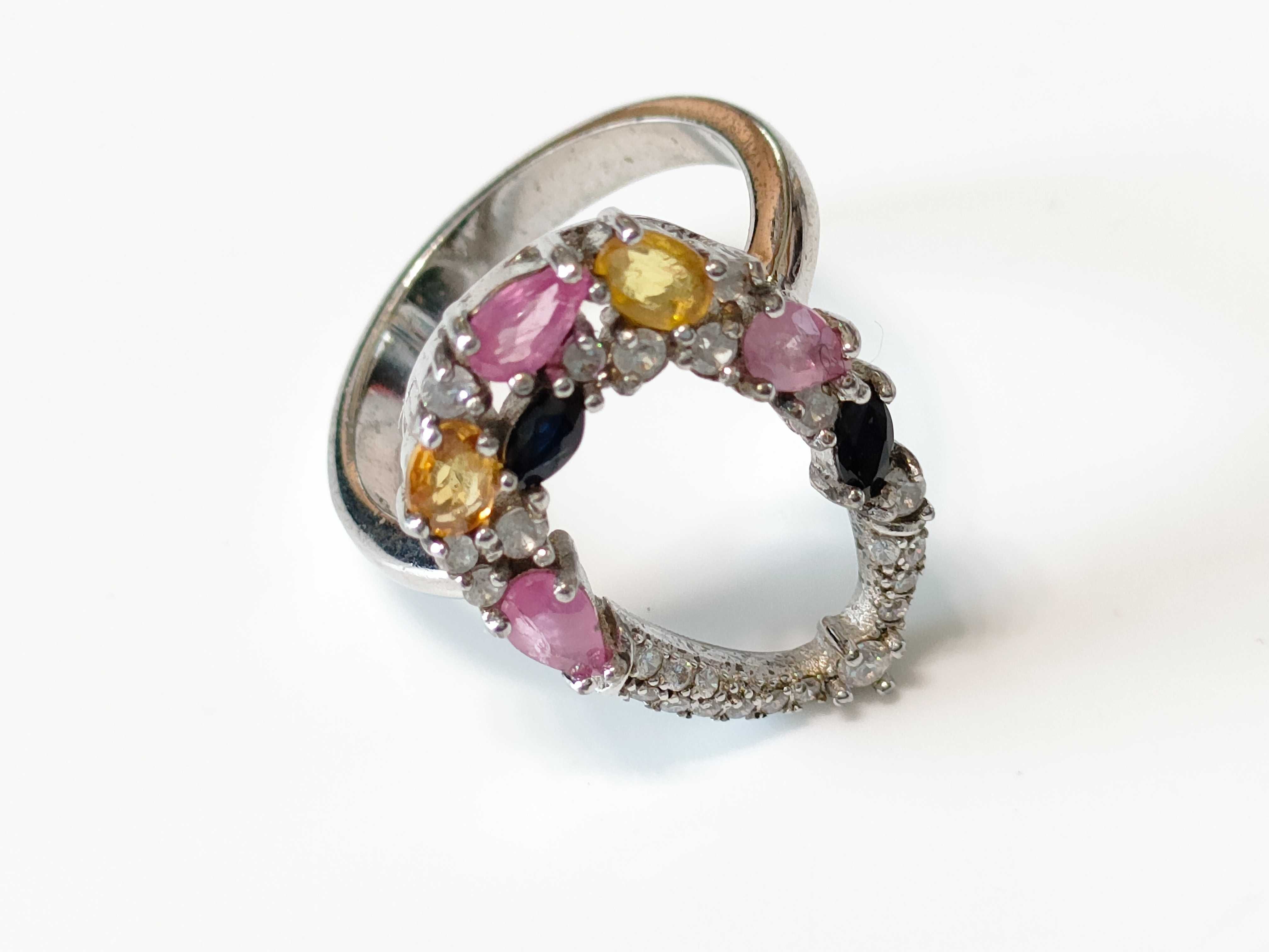 Three Sterling Silver and Multi-Gemstone Cocktail Rings