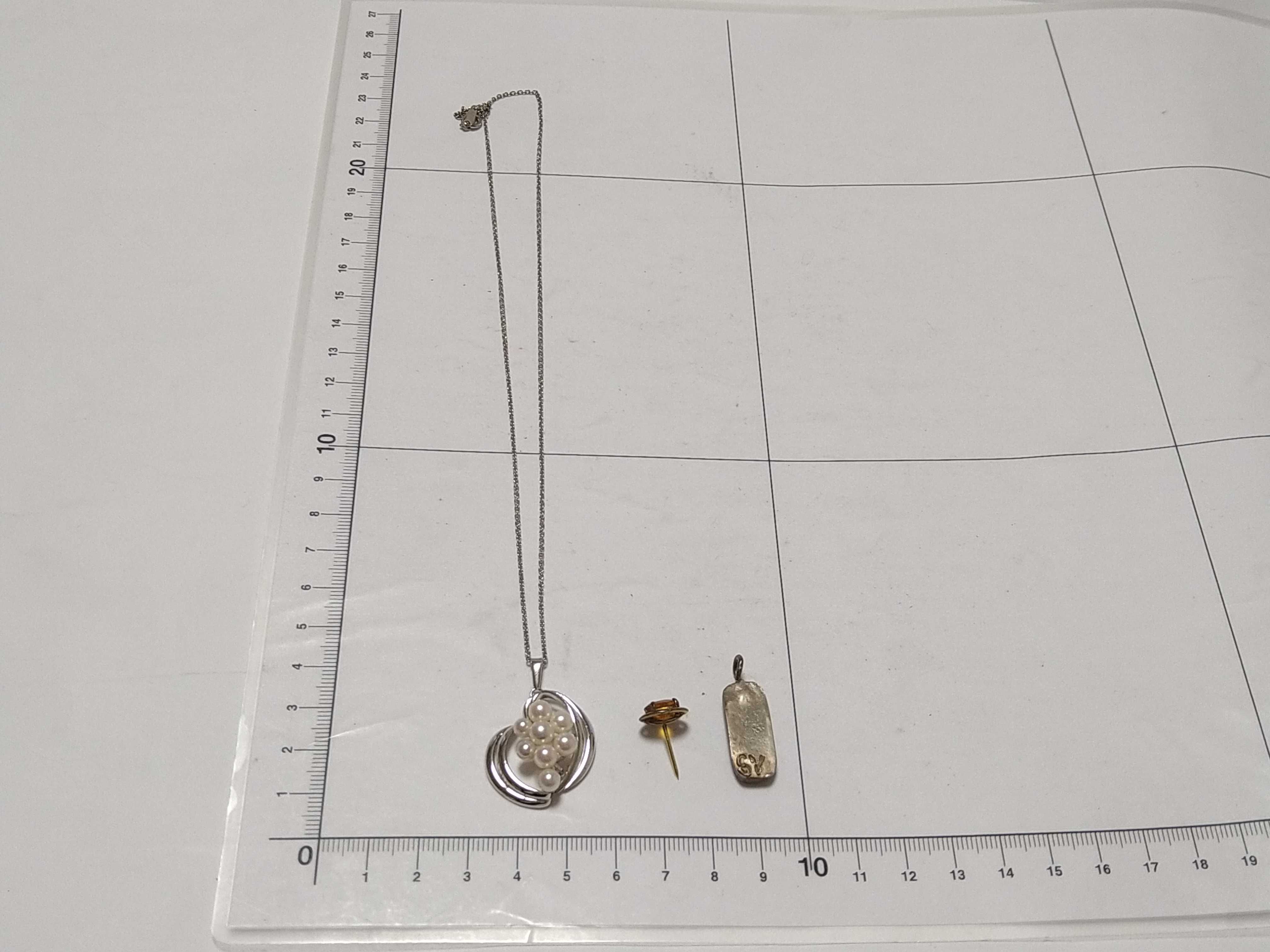 A Trio of Silver Jewelry Items Including a Mikimoto Cultured Pearl Necklace