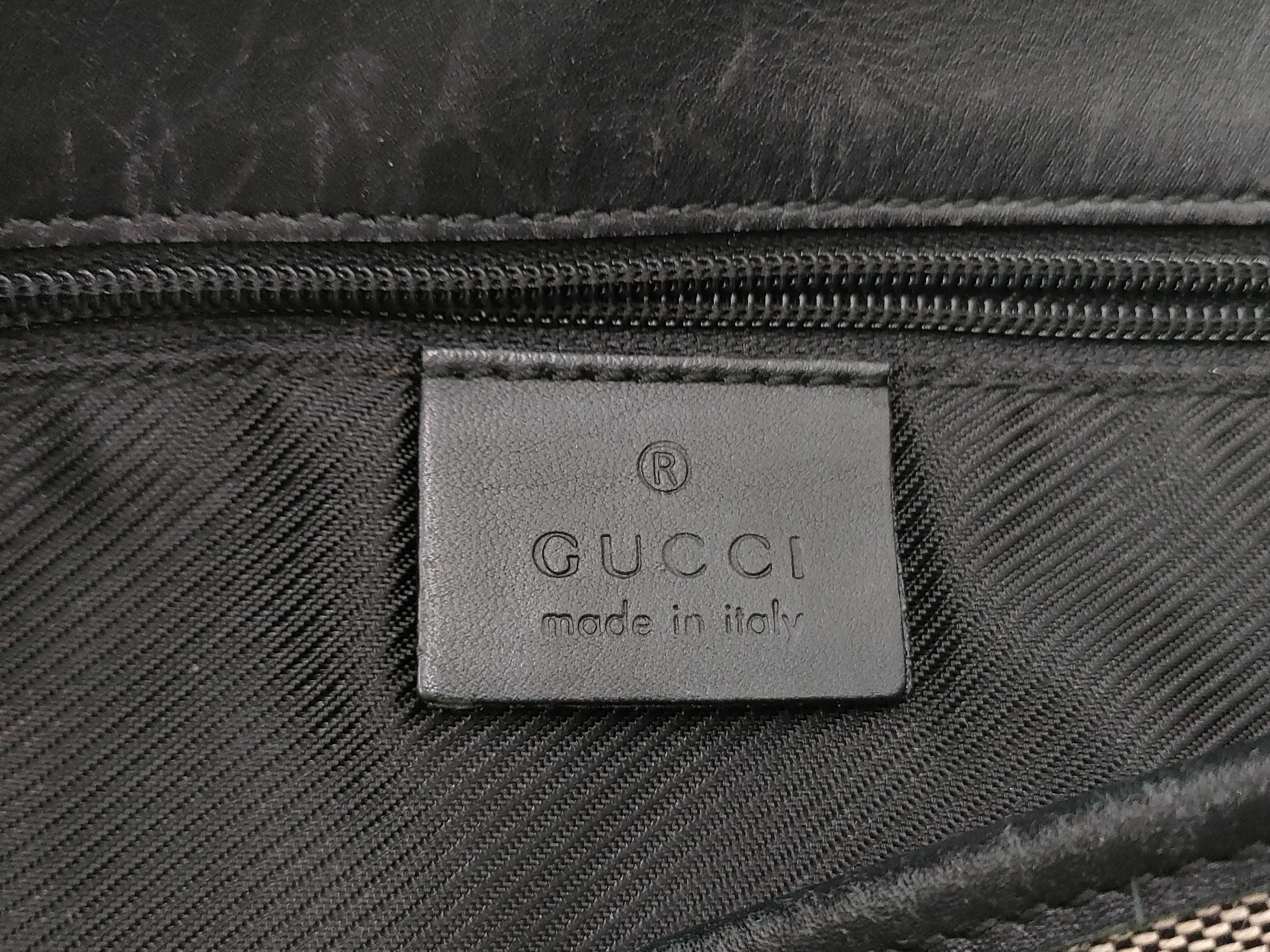 Gucci GG Monogram Canvas Tote Bag with Black Leather Trim