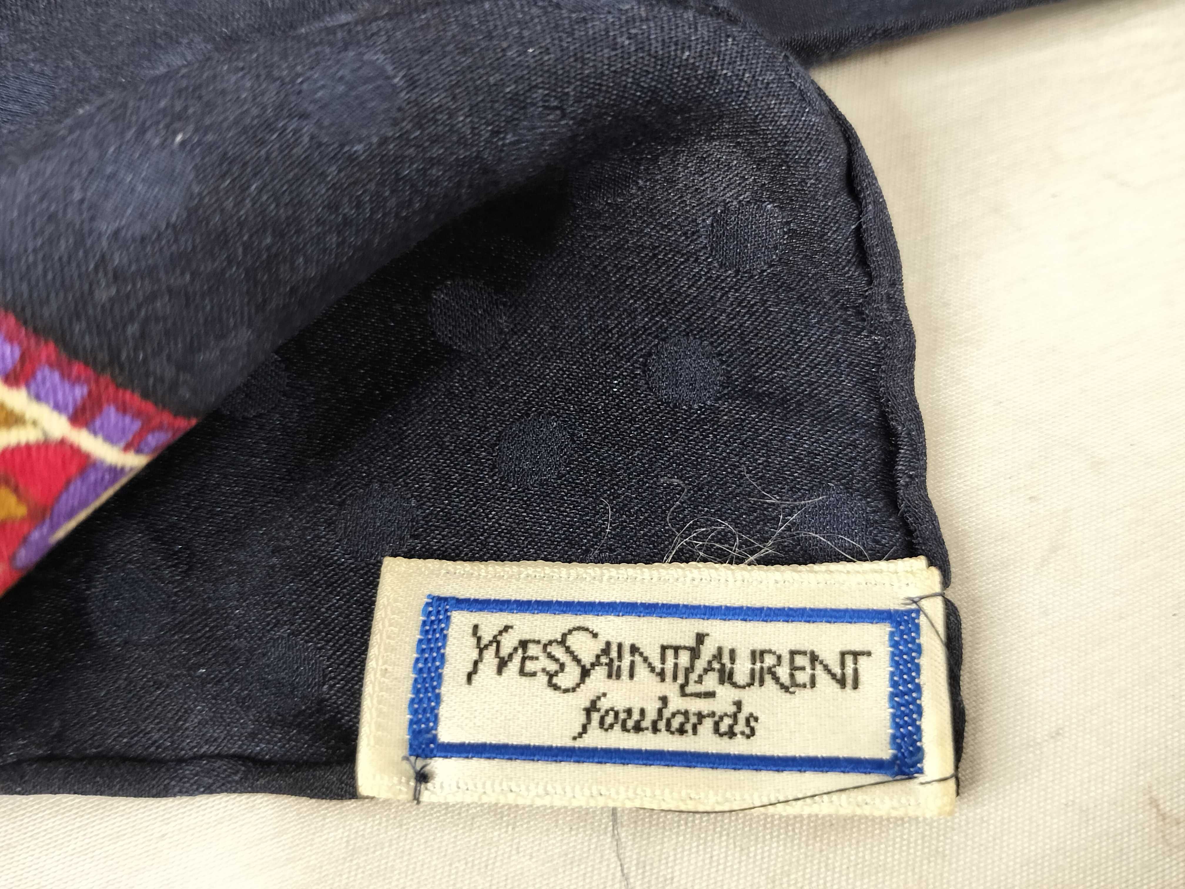 Yves Saint Laurent Silk Foulard Paisley Scarf with Jacquard Polka Dot Pattern