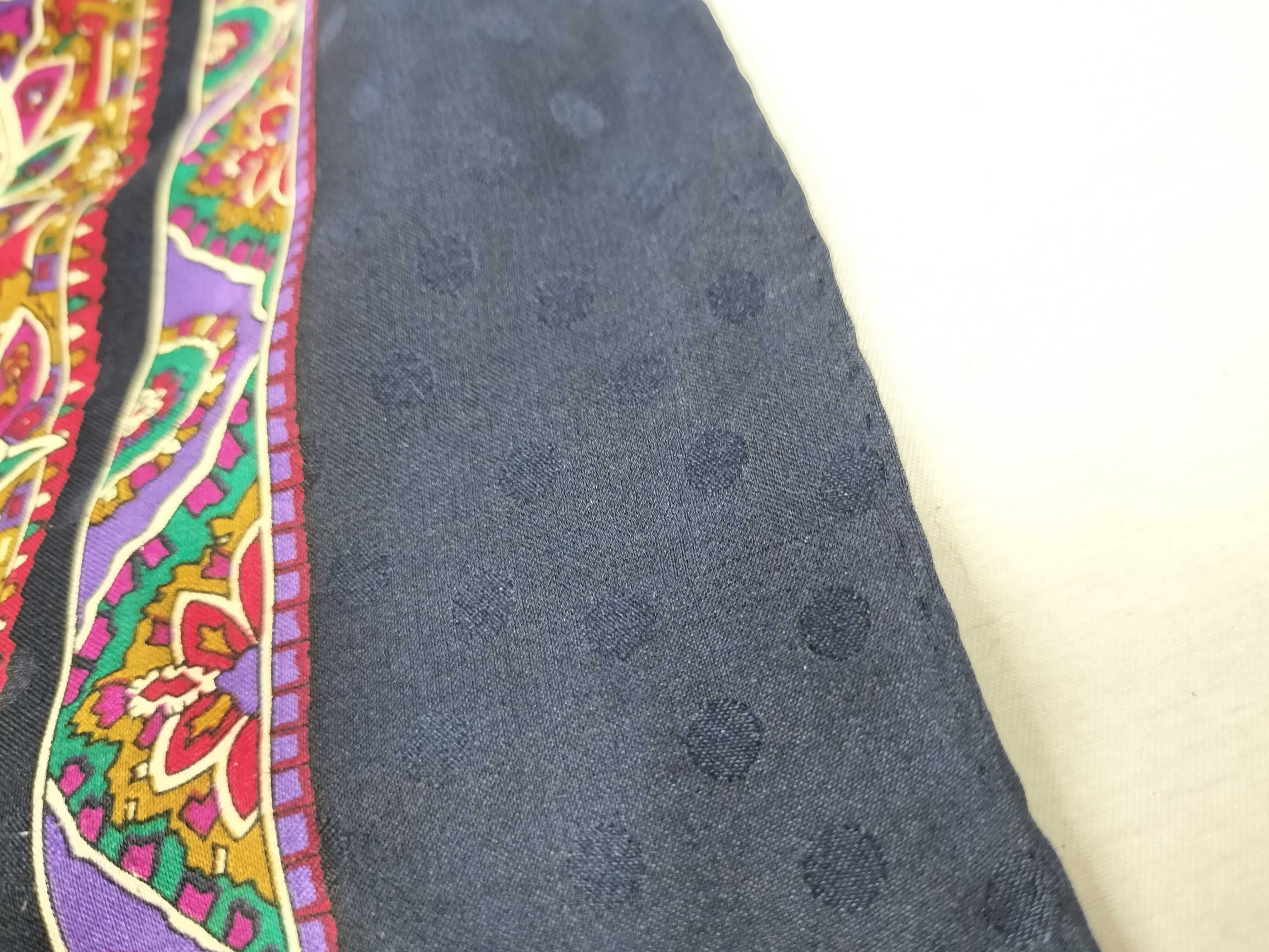 Yves Saint Laurent Silk Foulard Paisley Scarf with Jacquard Polka Dot Pattern