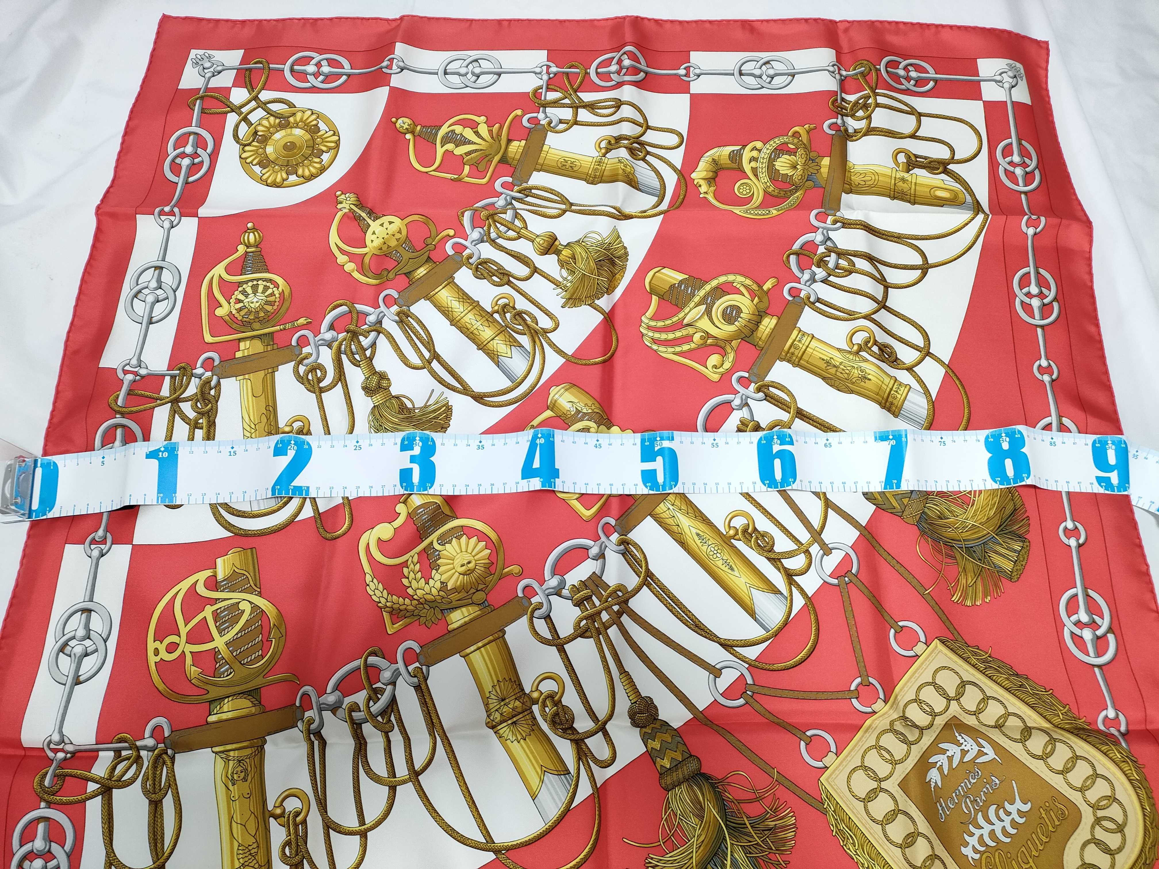 Hermes Cliquetis Silk Scarf by Julia Abadie in Red and White