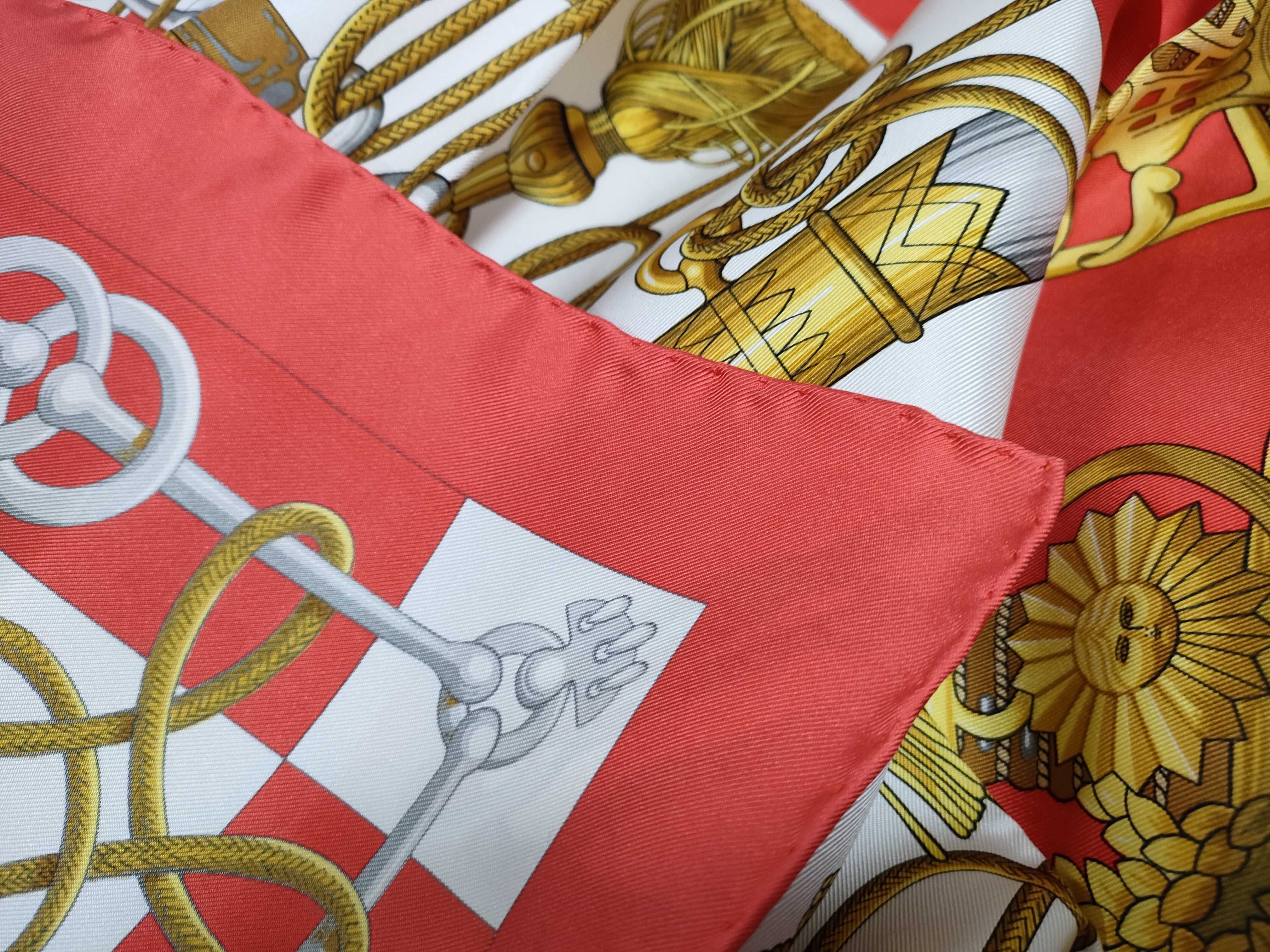 Hermes Cliquetis Silk Scarf by Julia Abadie in Red and White