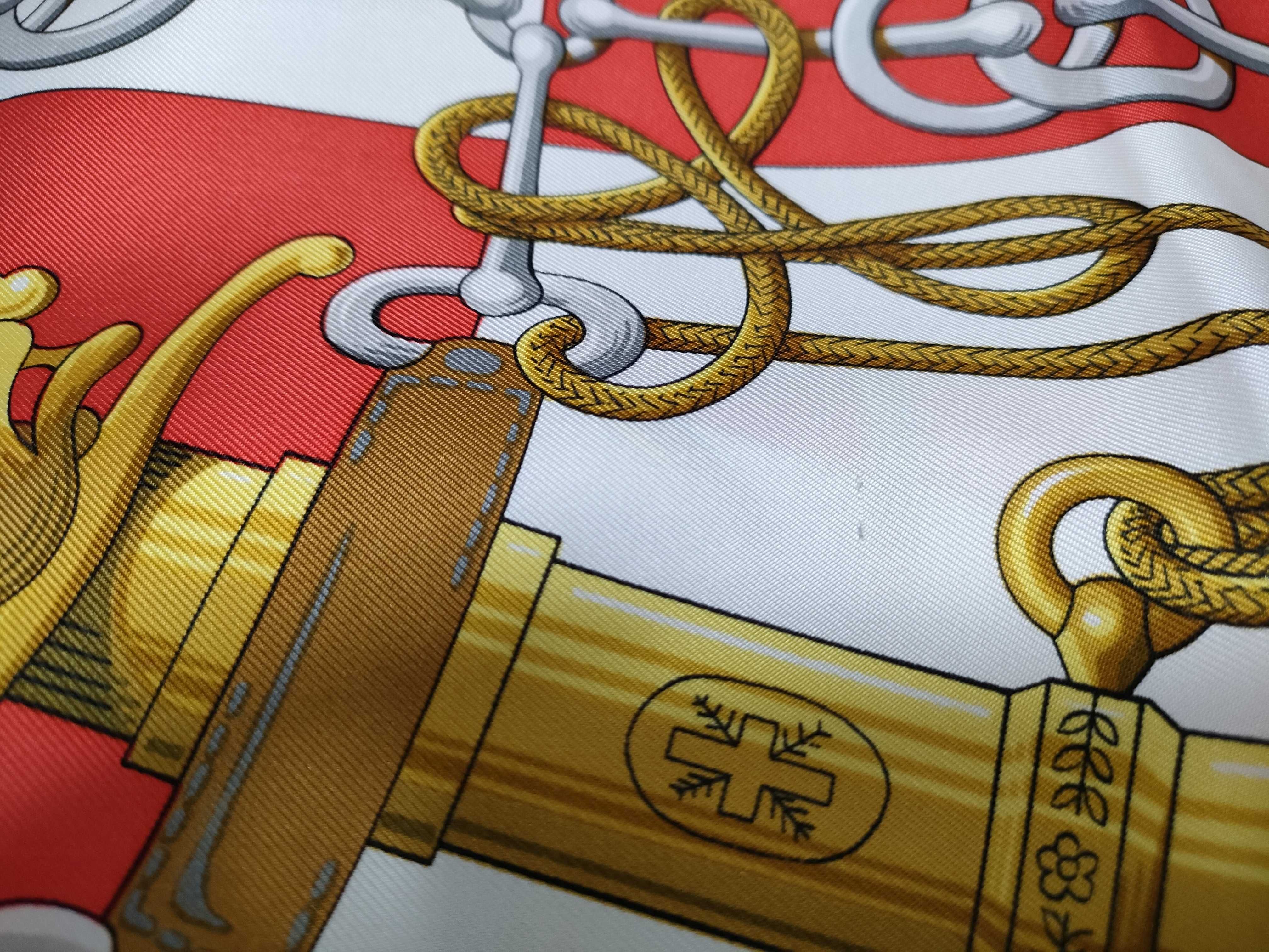 Hermes Cliquetis Silk Scarf by Julia Abadie in Red and White