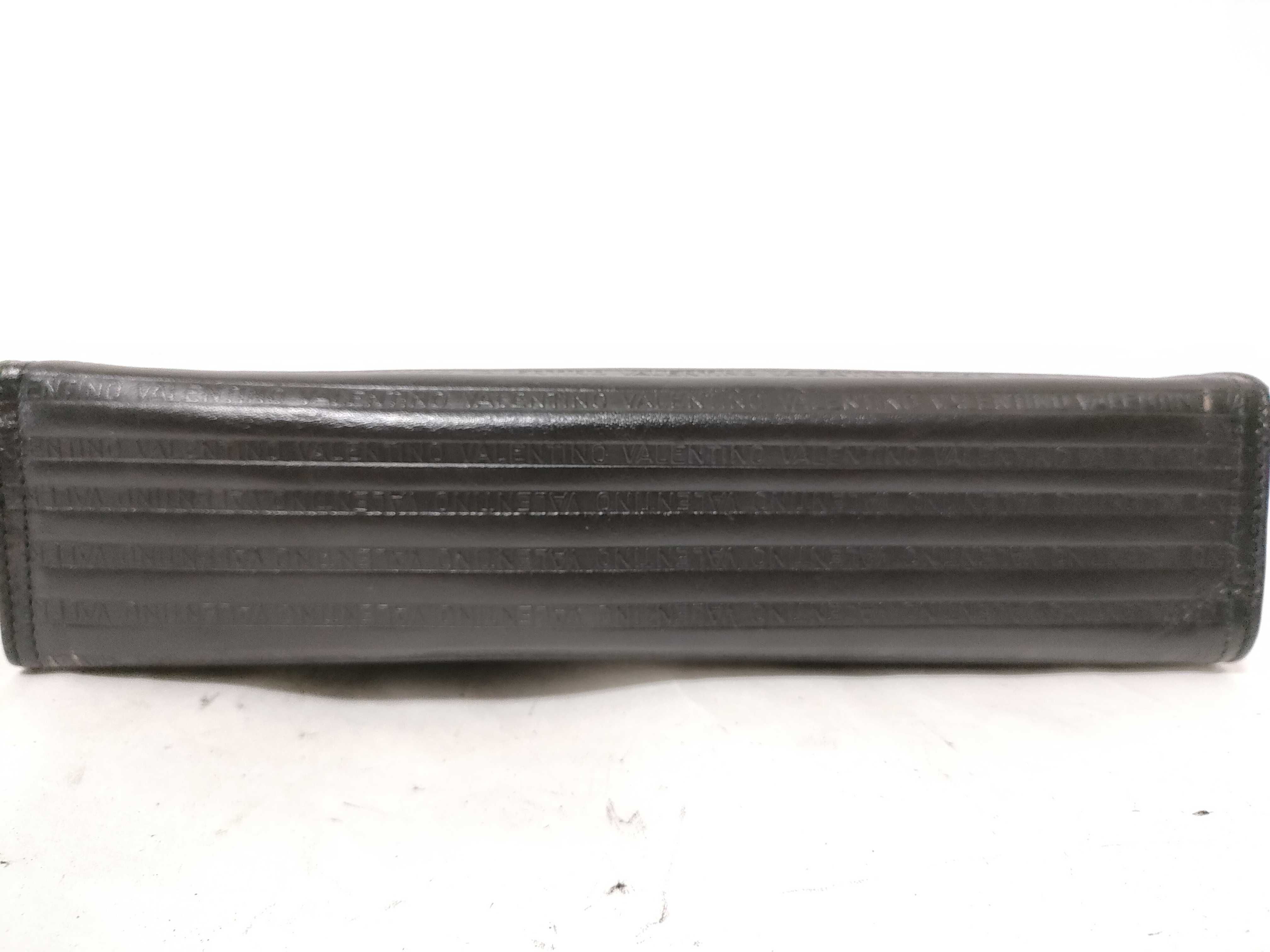 Mario Valentino Vintage Black Embossed Leather Portfolio Clutch Bag