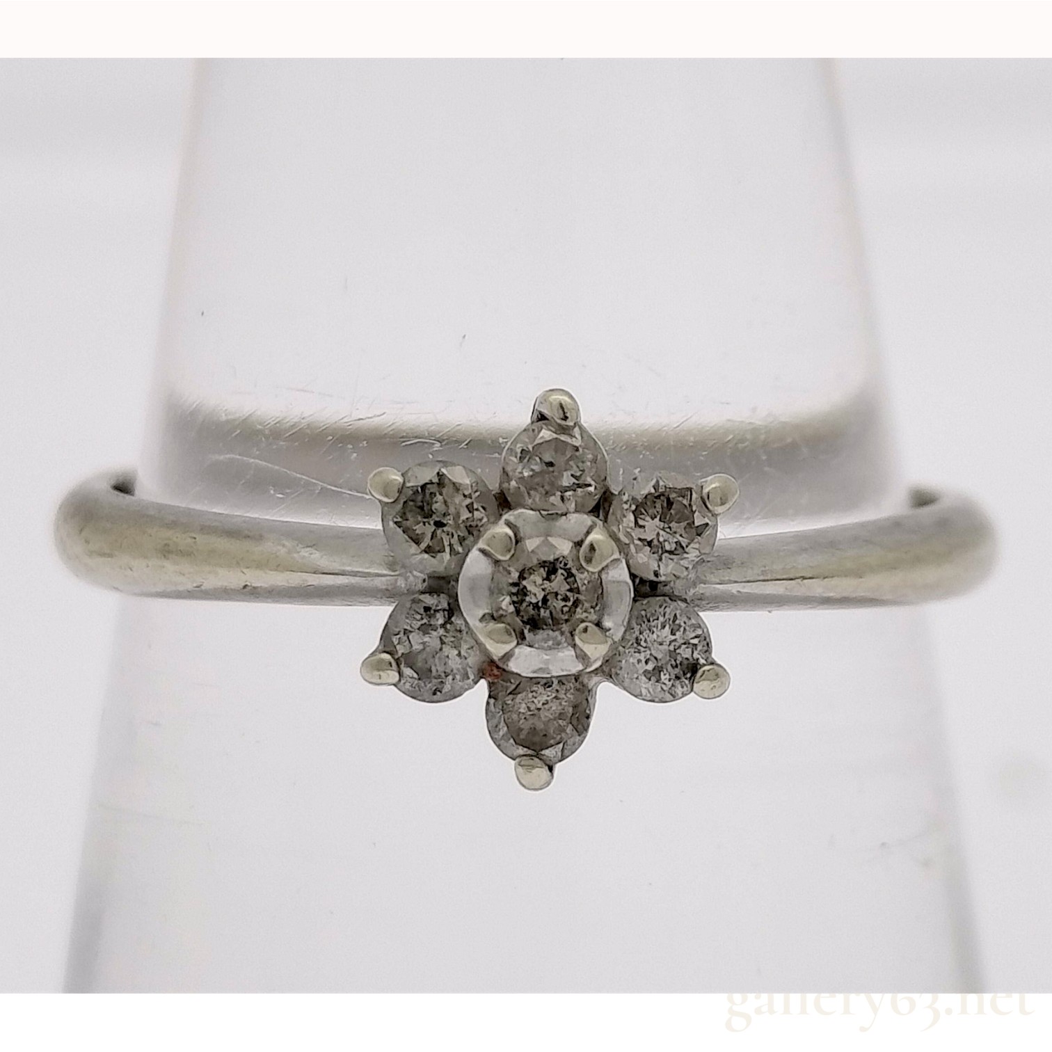 10 Karat White Gold Diamond Flower Cluster Ring
