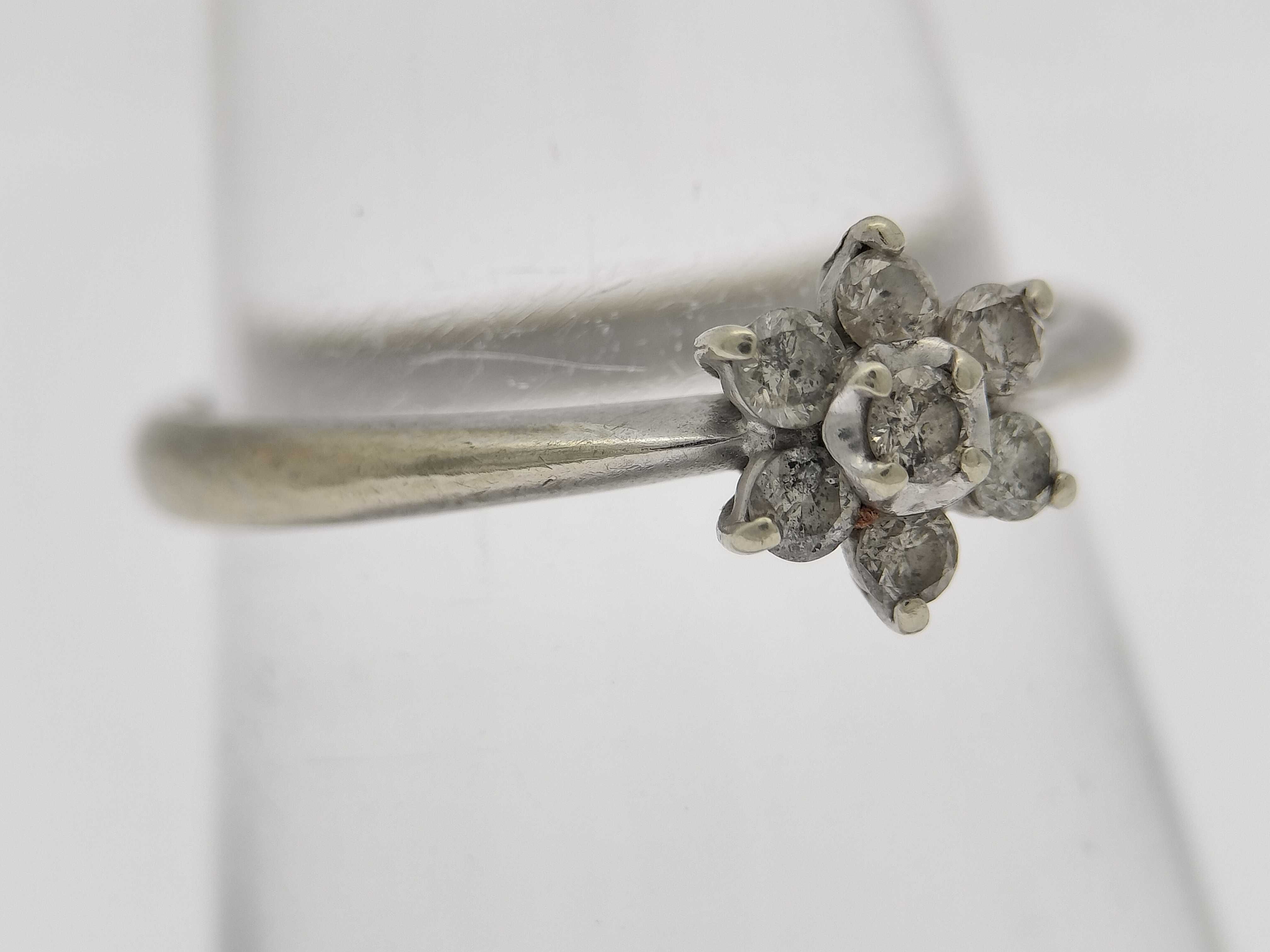 10 Karat White Gold Diamond Flower Cluster Ring
