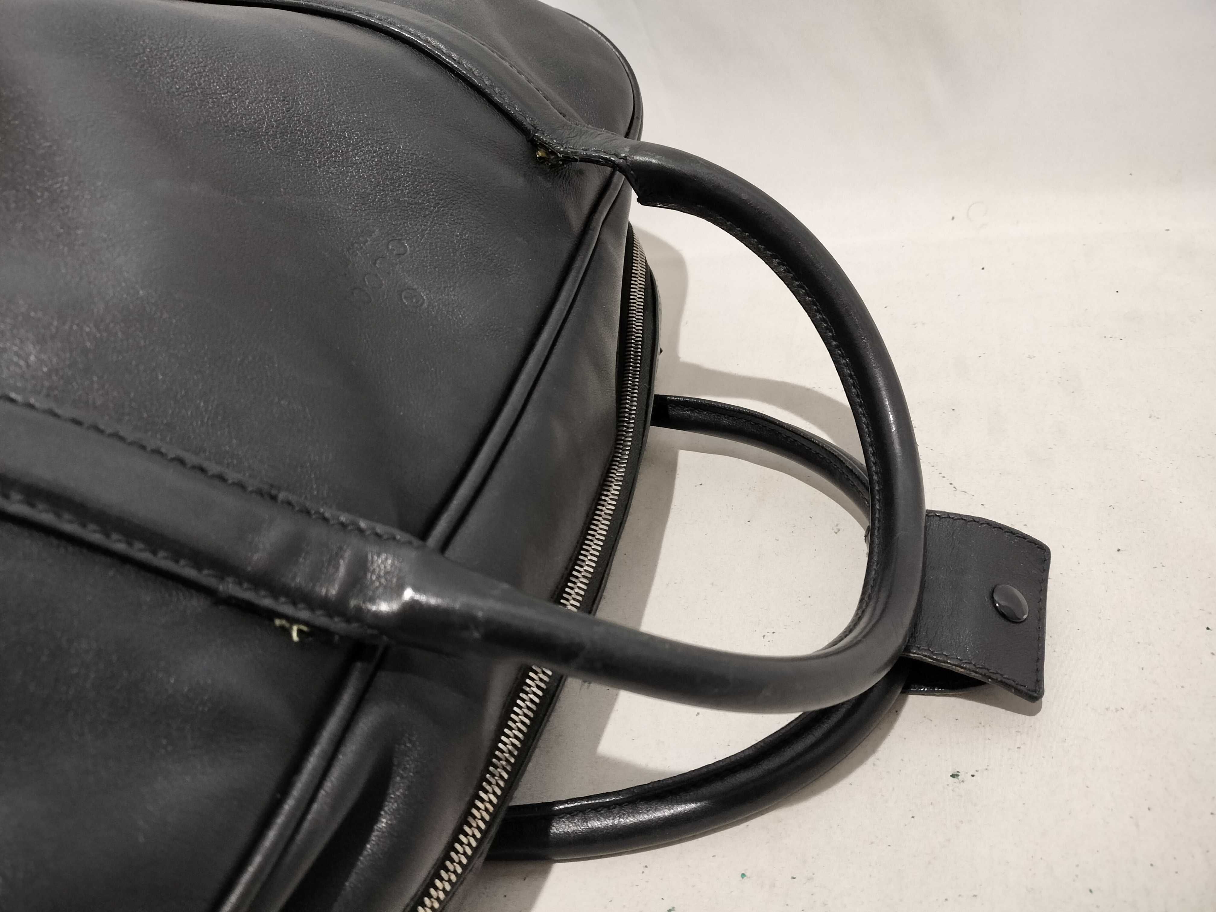 Gucci Black Leather Travel Duffel Weekender Bag