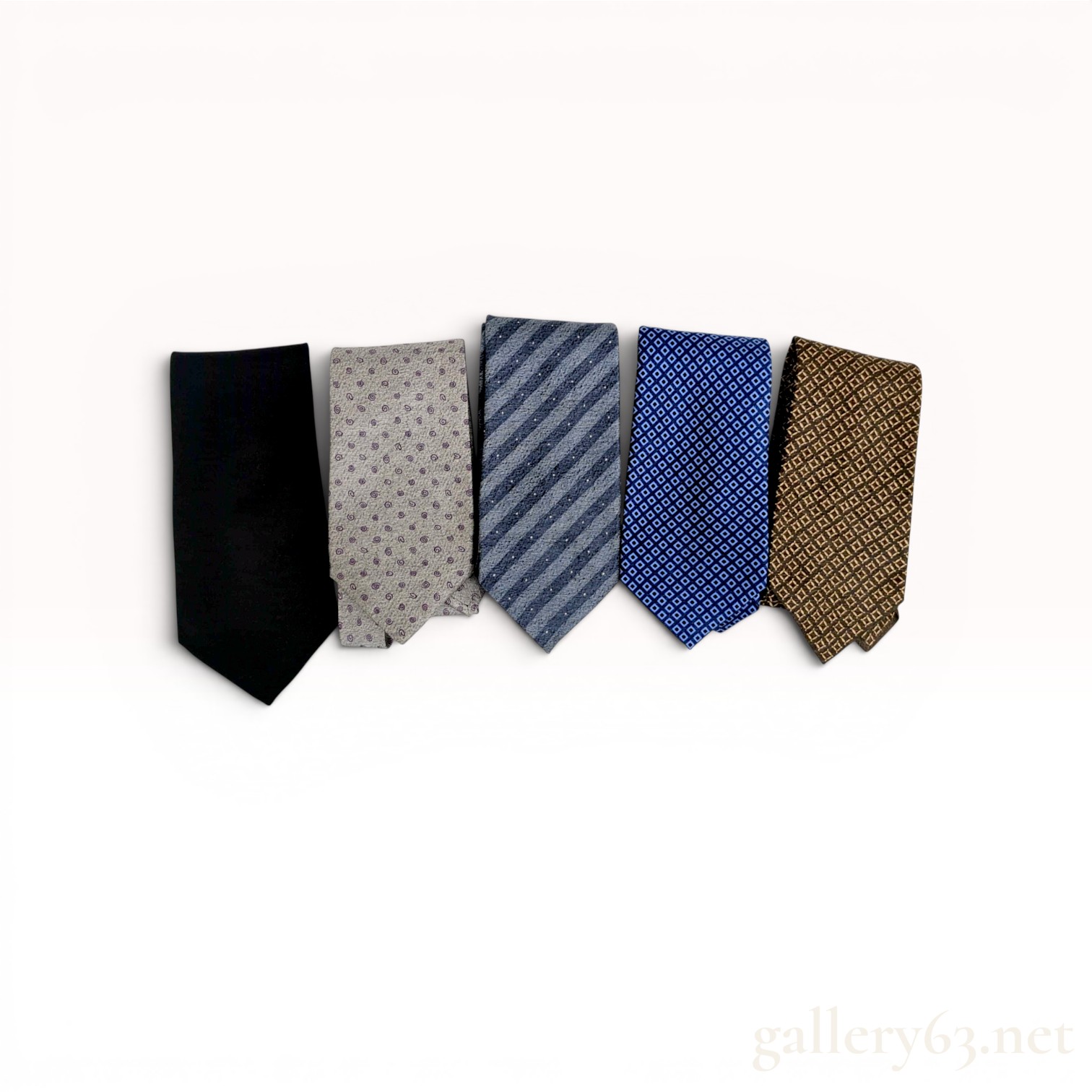 Five Men's Designer Silk Neckties Including Bvlgari and Davide Pizzigoni