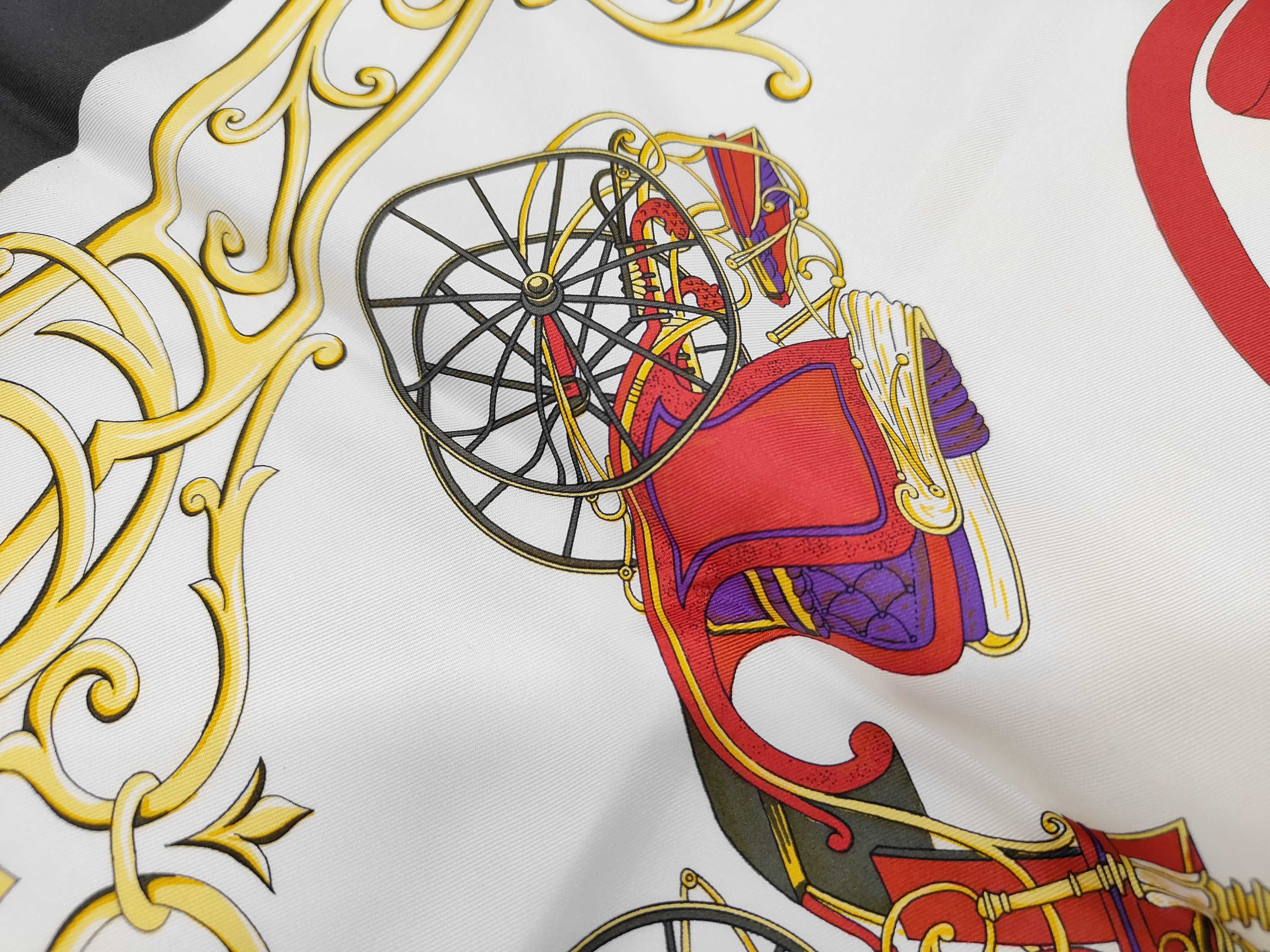 Celine Paris Vintage Silk Scarf with Equestrian Carriage Motif