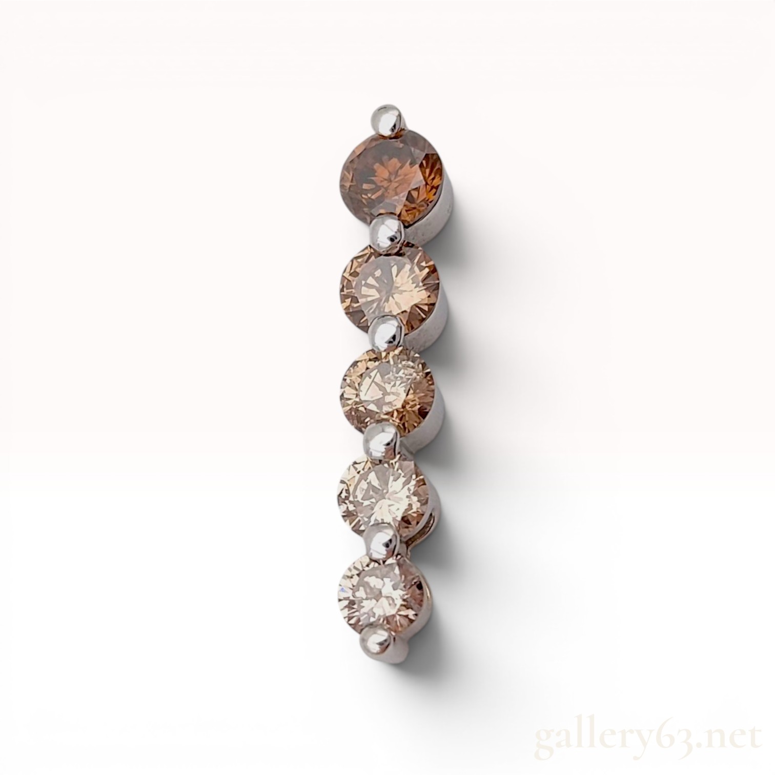 18 Karat White Gold and Graduated Brown Diamond Bar Pendant