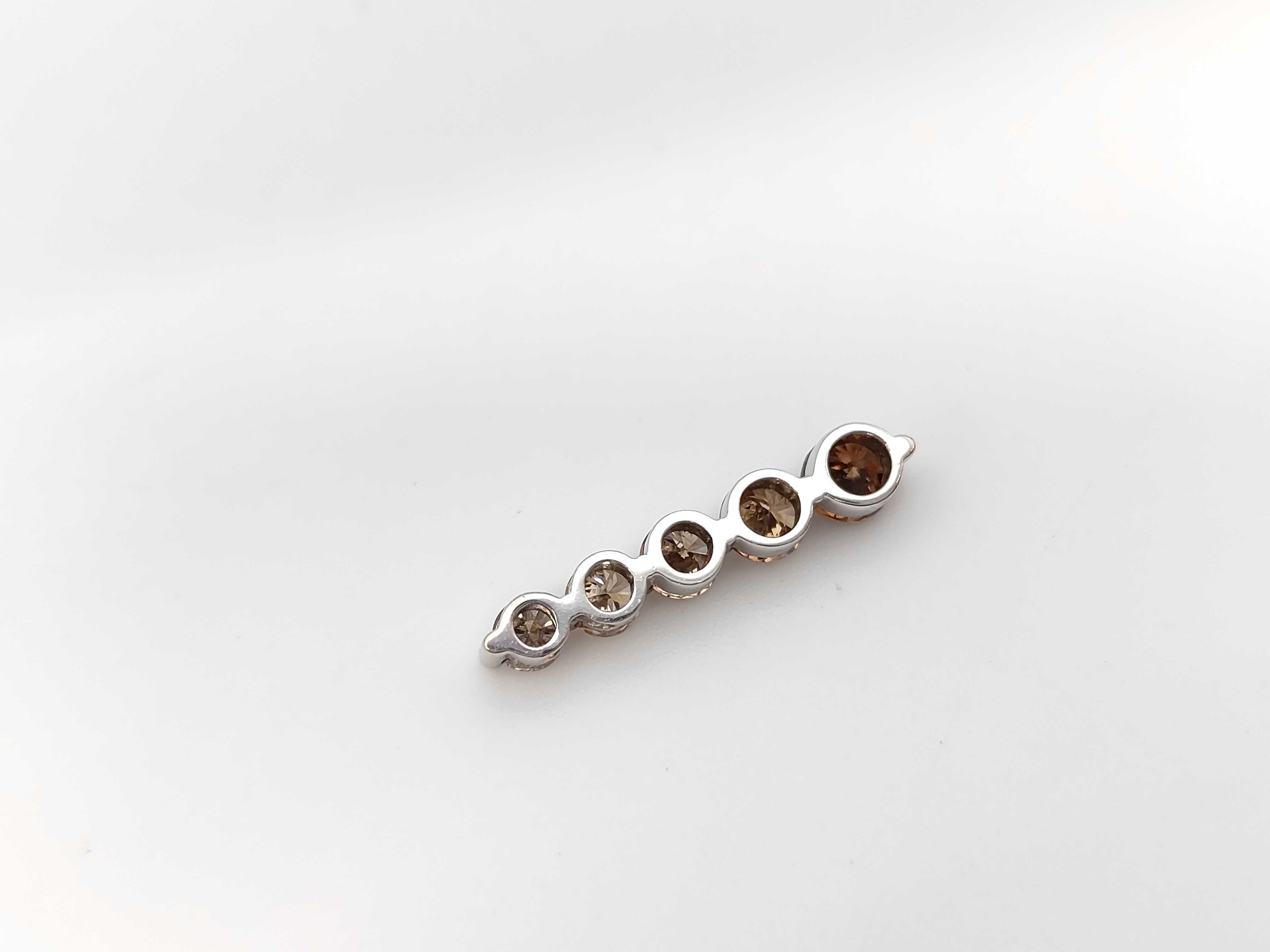 18 Karat White Gold and Graduated Brown Diamond Bar Pendant