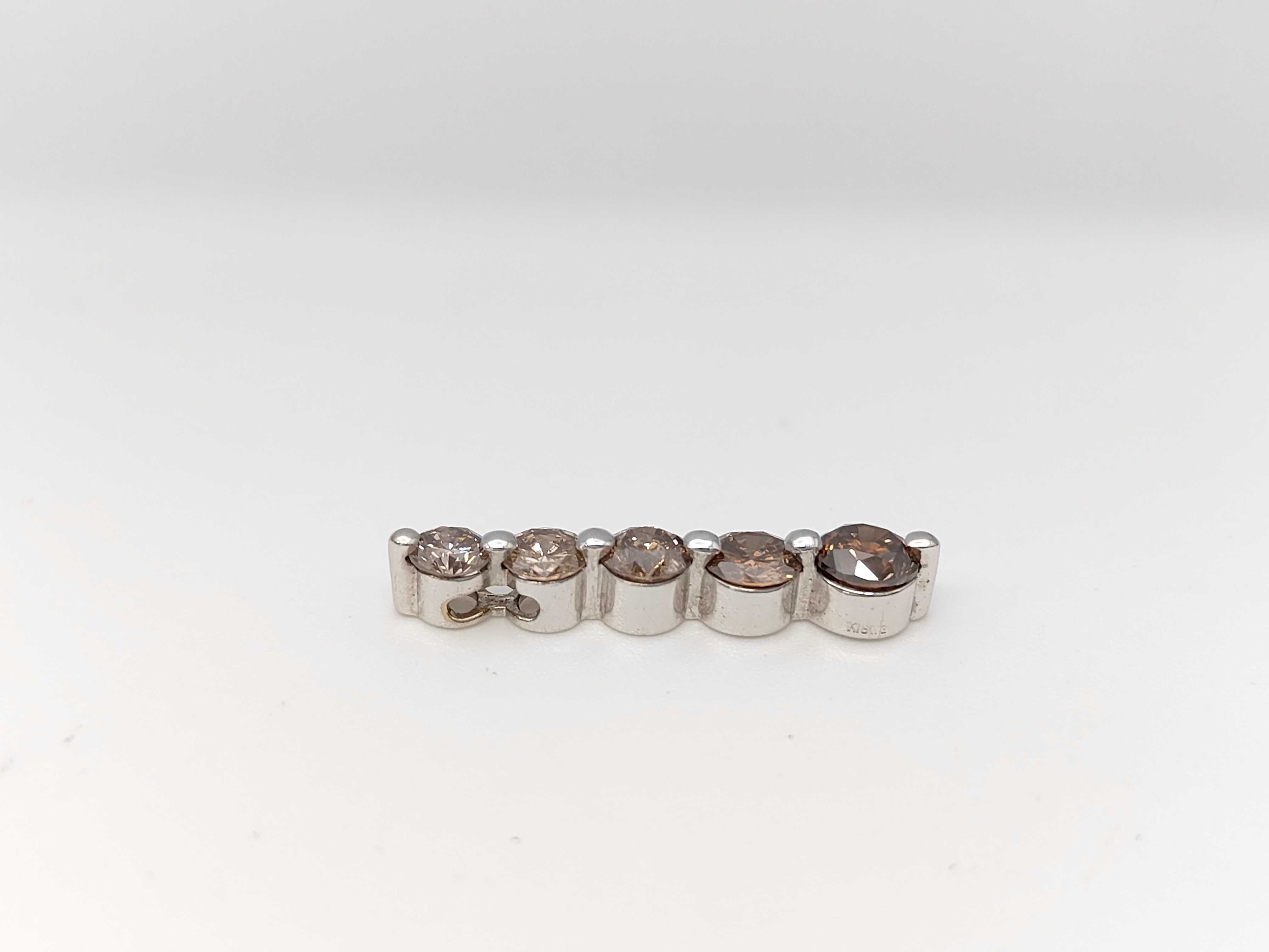 18 Karat White Gold and Graduated Brown Diamond Bar Pendant