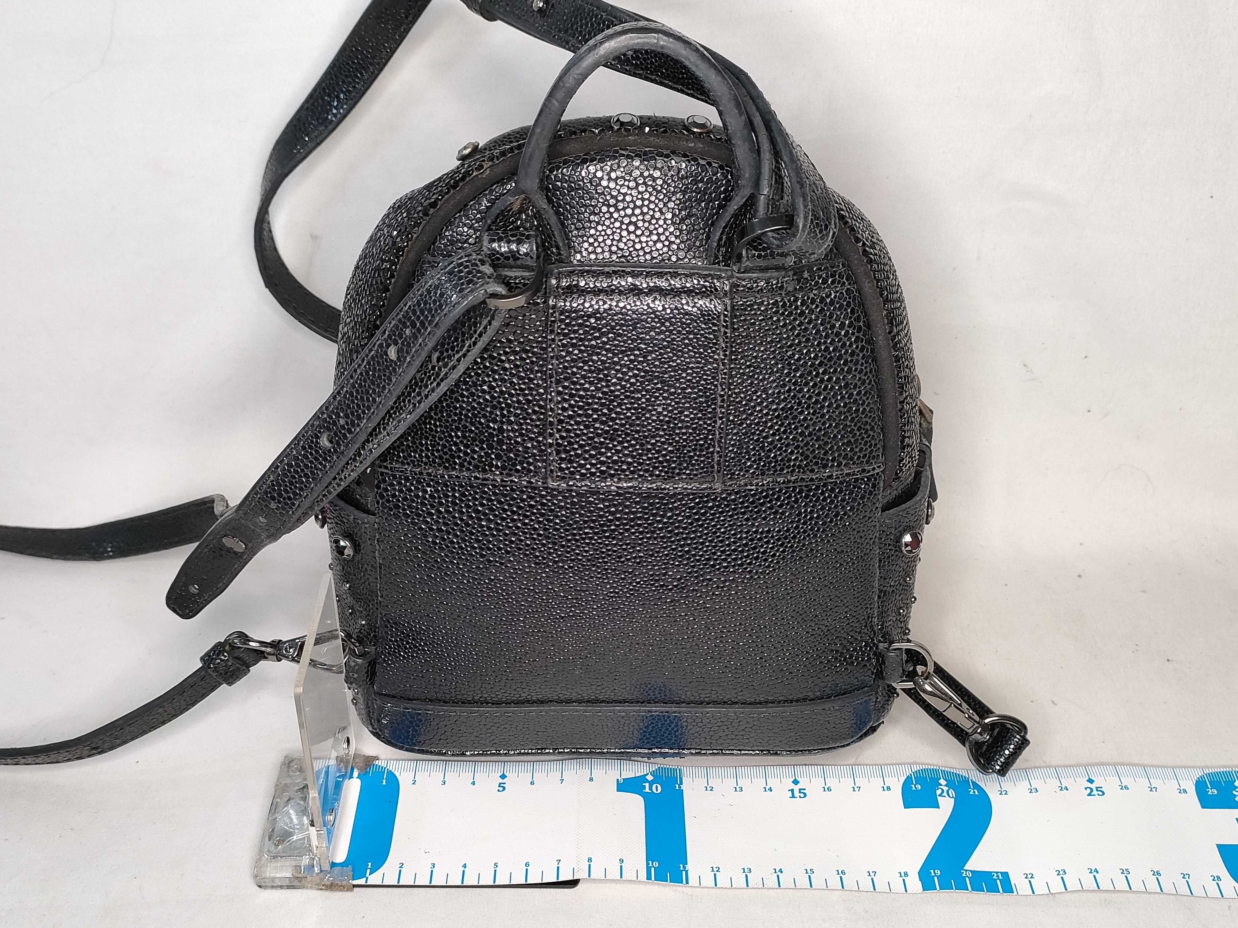 MCM Stark Bebe Boo X-Mini Crystal Embellished Black Leather Backpack