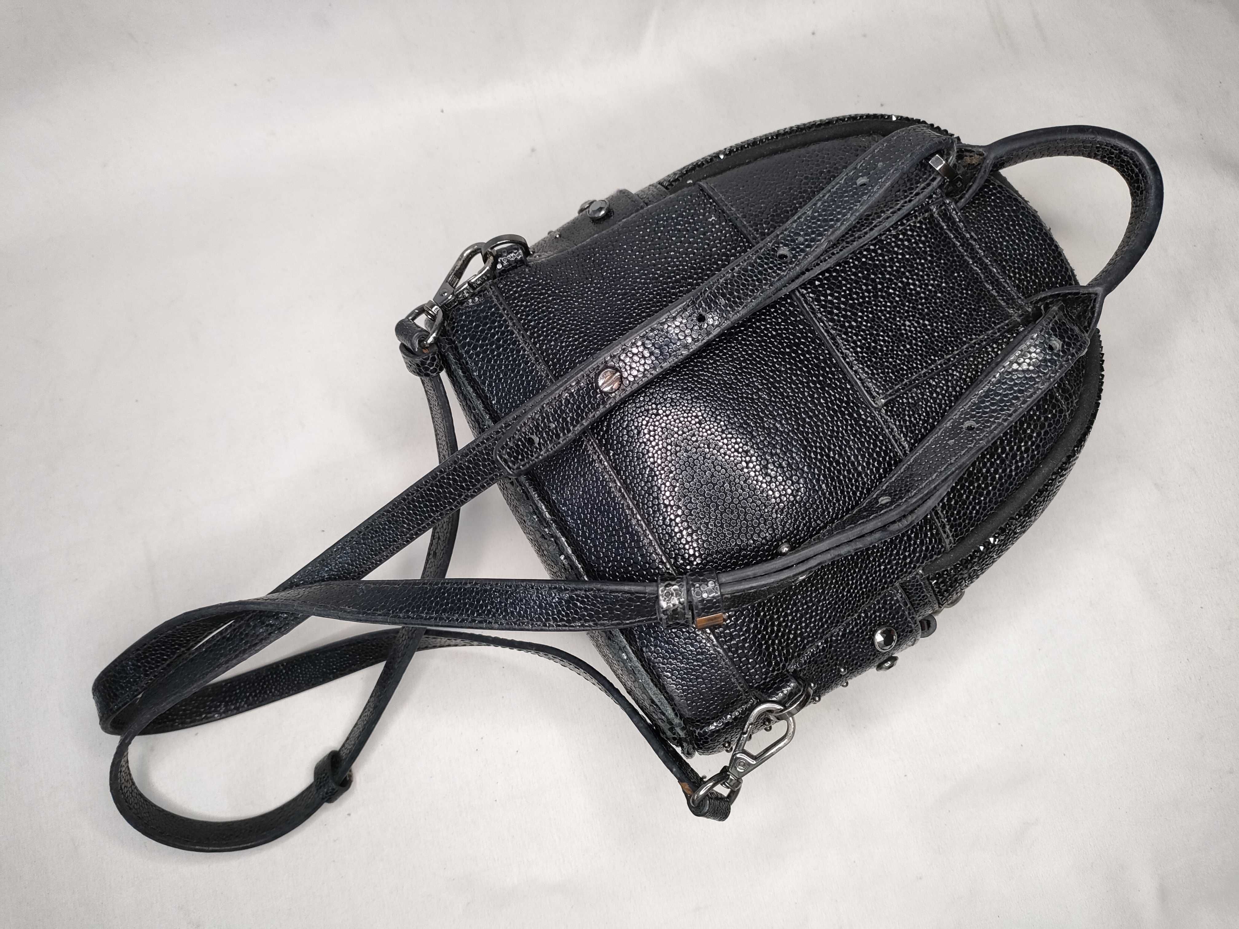 MCM Stark Bebe Boo X-Mini Crystal Embellished Black Leather Backpack
