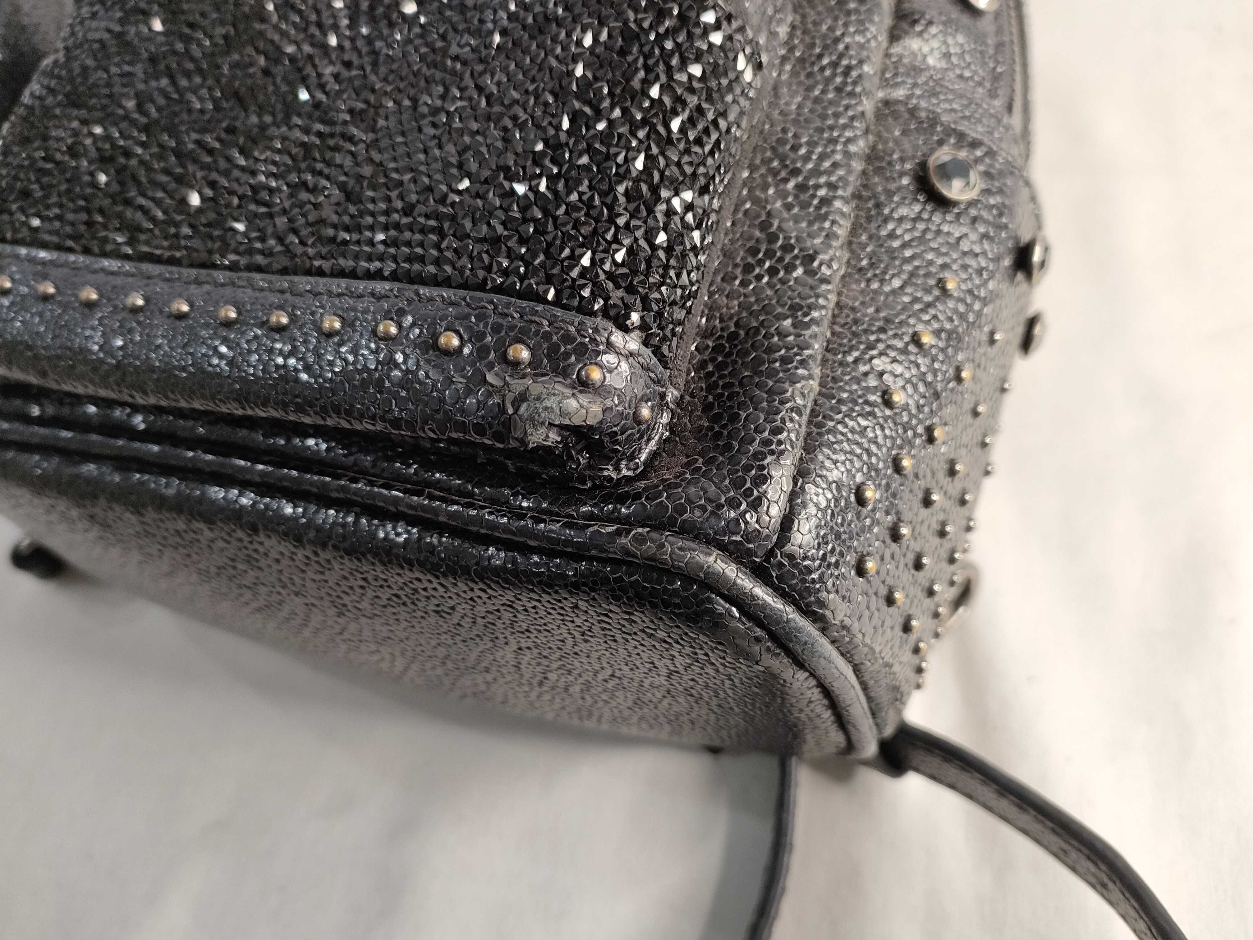 MCM Stark Bebe Boo X-Mini Crystal Embellished Black Leather Backpack