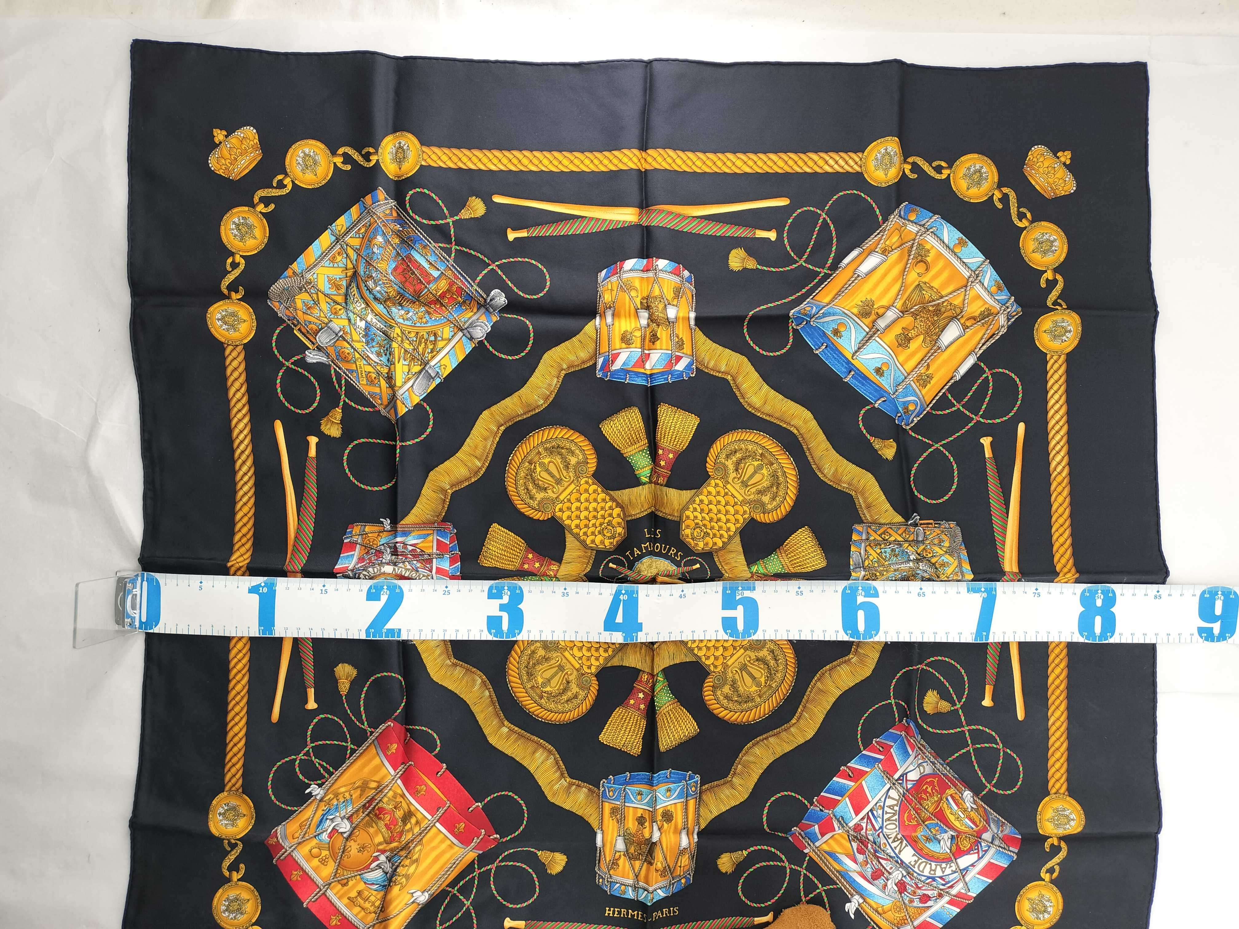 Hermes Silk Twill Scarf in Les Tambours Pattern