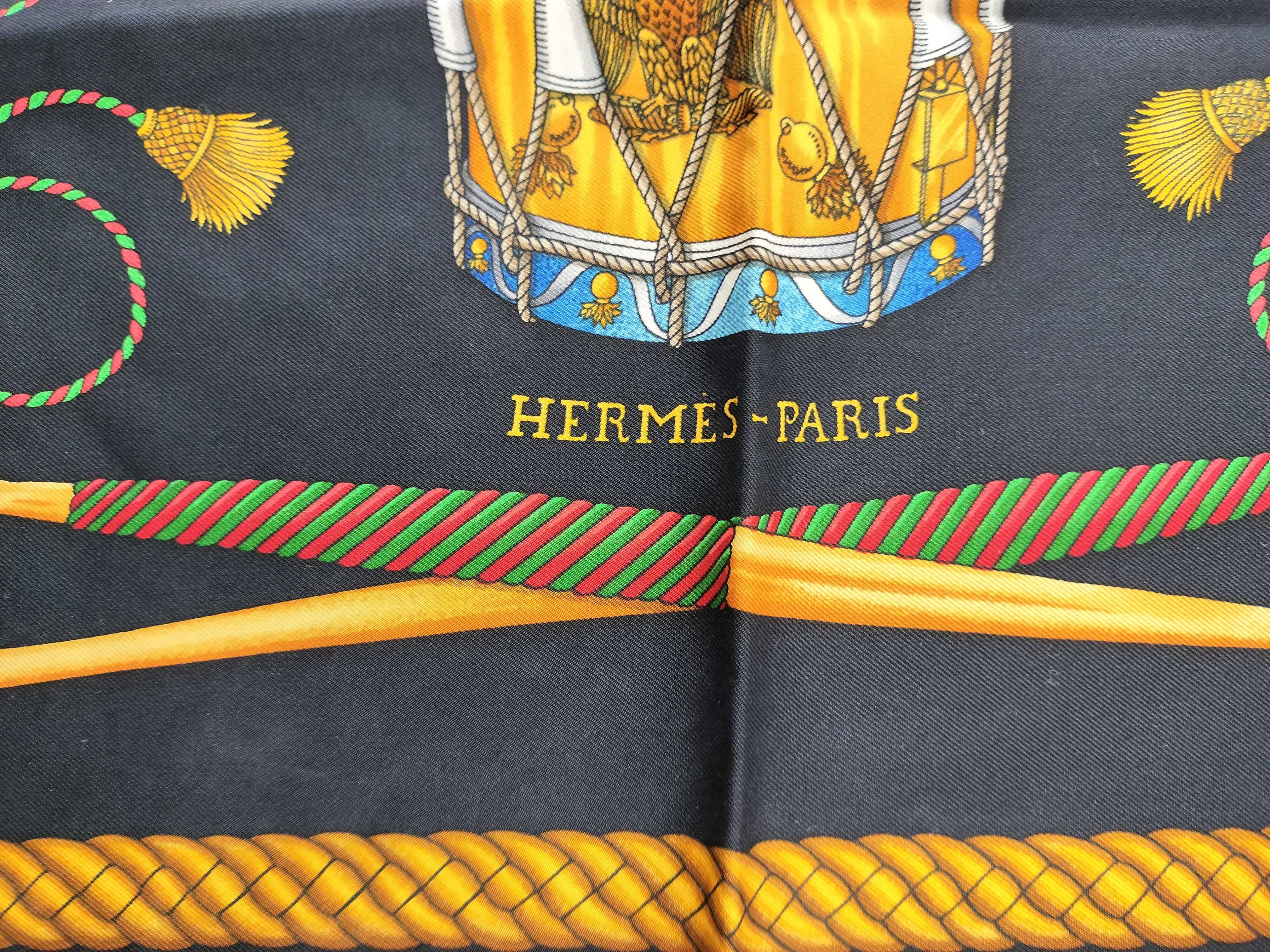 Hermes Silk Twill Scarf in Les Tambours Pattern