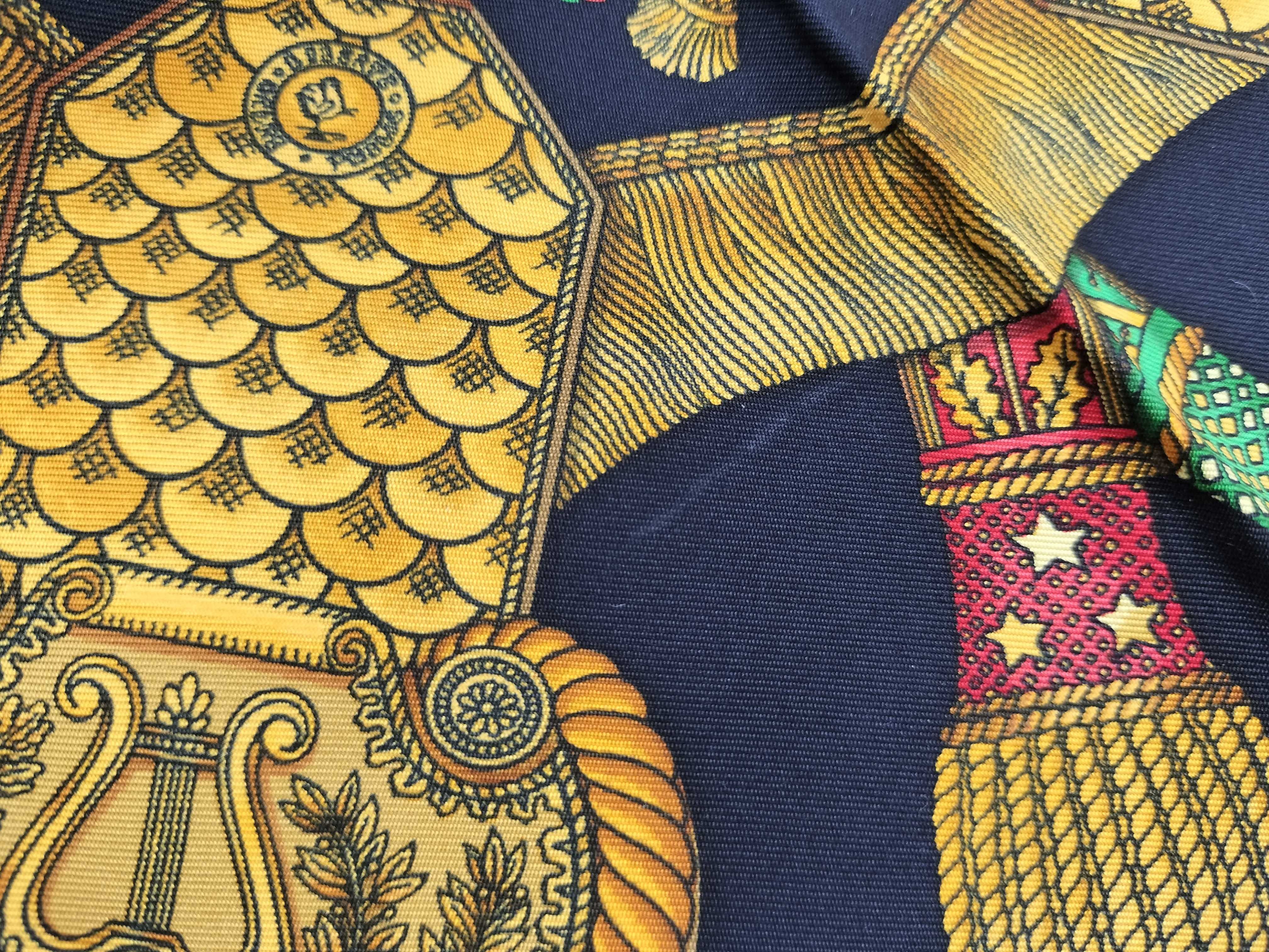 Hermes Silk Twill Scarf in Les Tambours Pattern